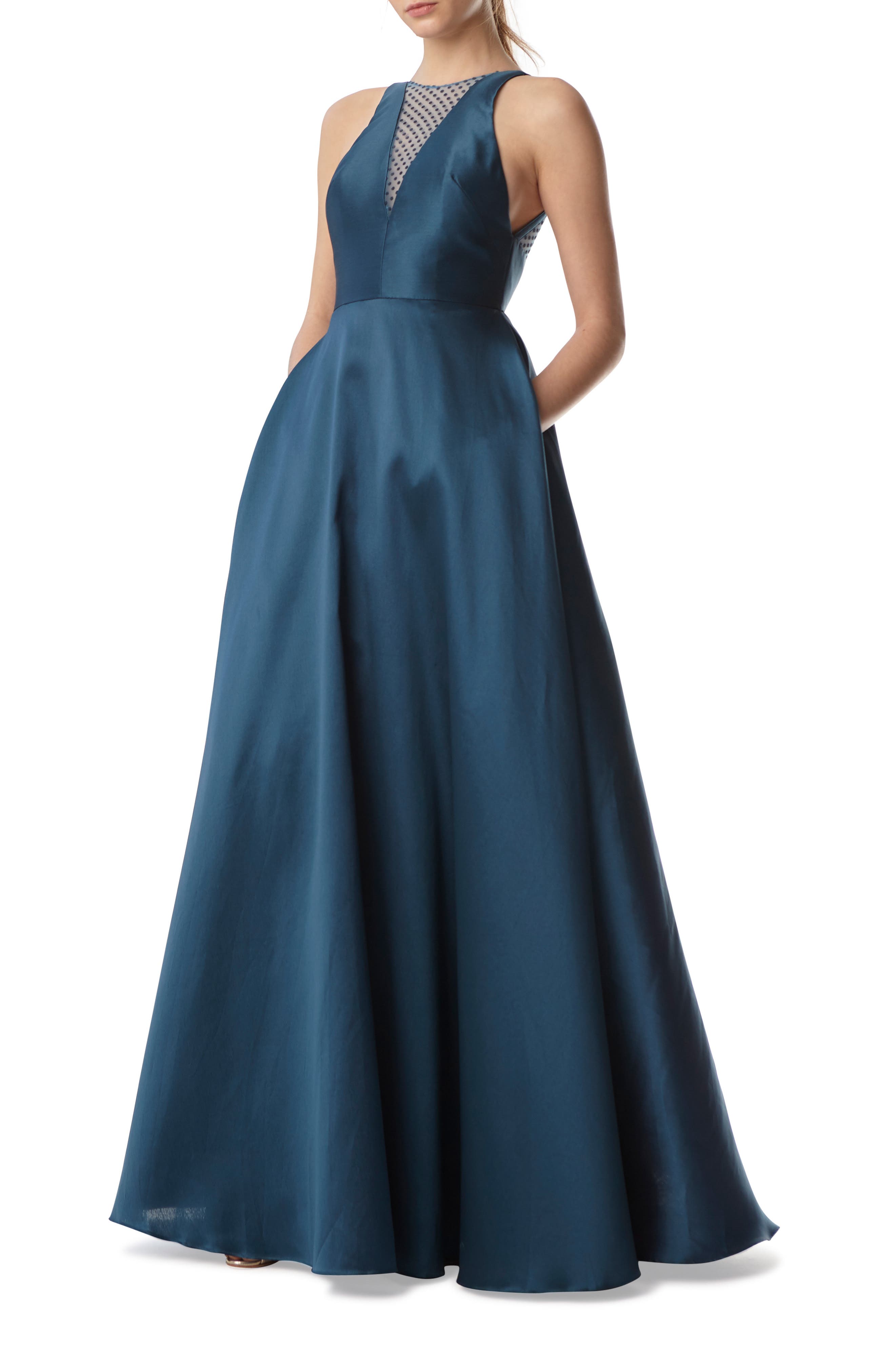 Ml Monique Lhuillier Mesh Inset Ball Gown