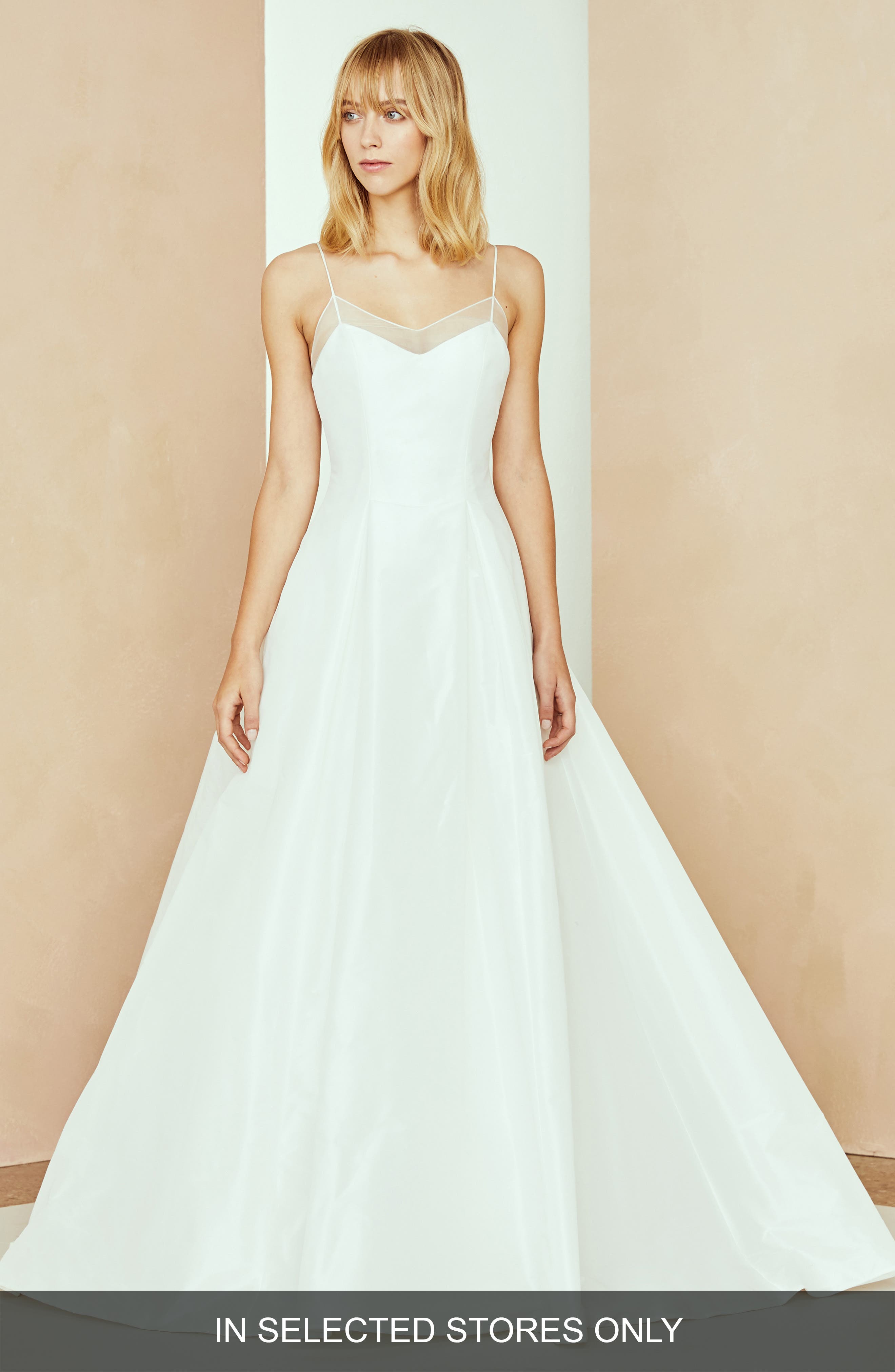 Nouvelle Amsale Shea Organza Neckline Dress, Size IN STORE ONLY - White
