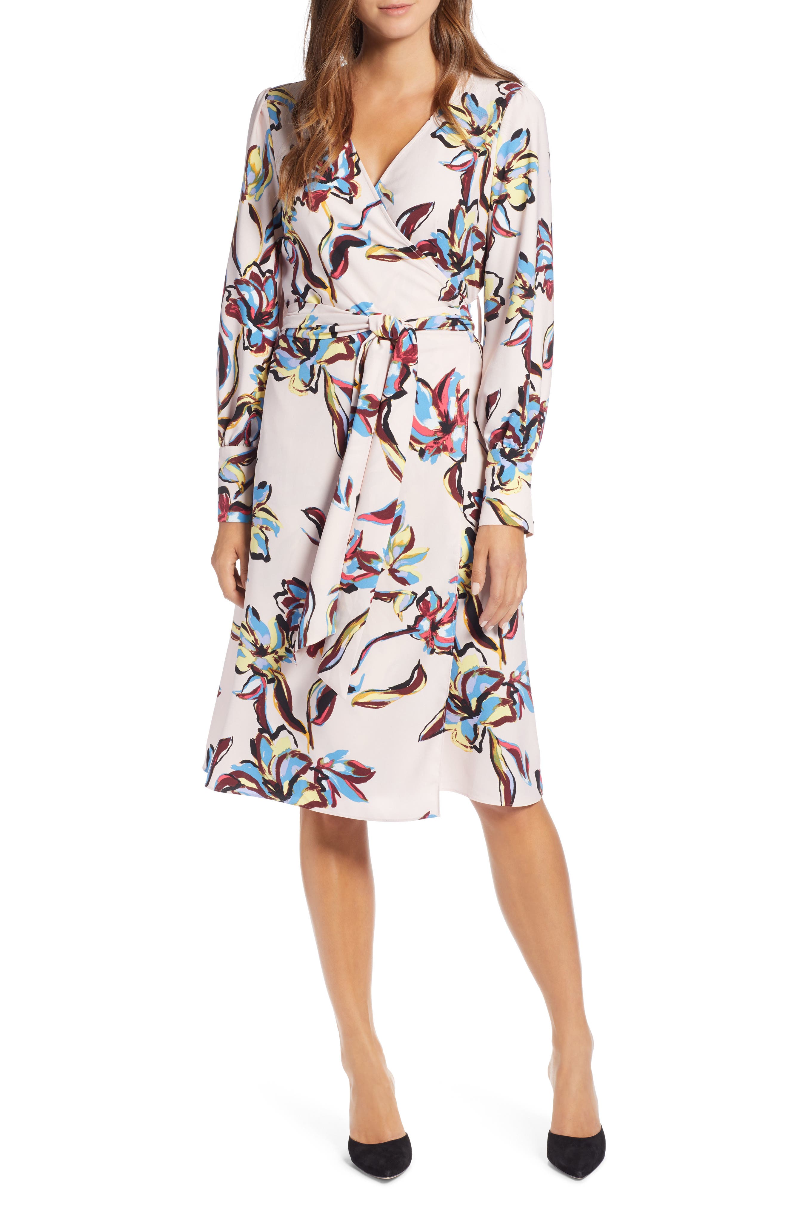 Petite Halogen Wrap Dress, Pink
