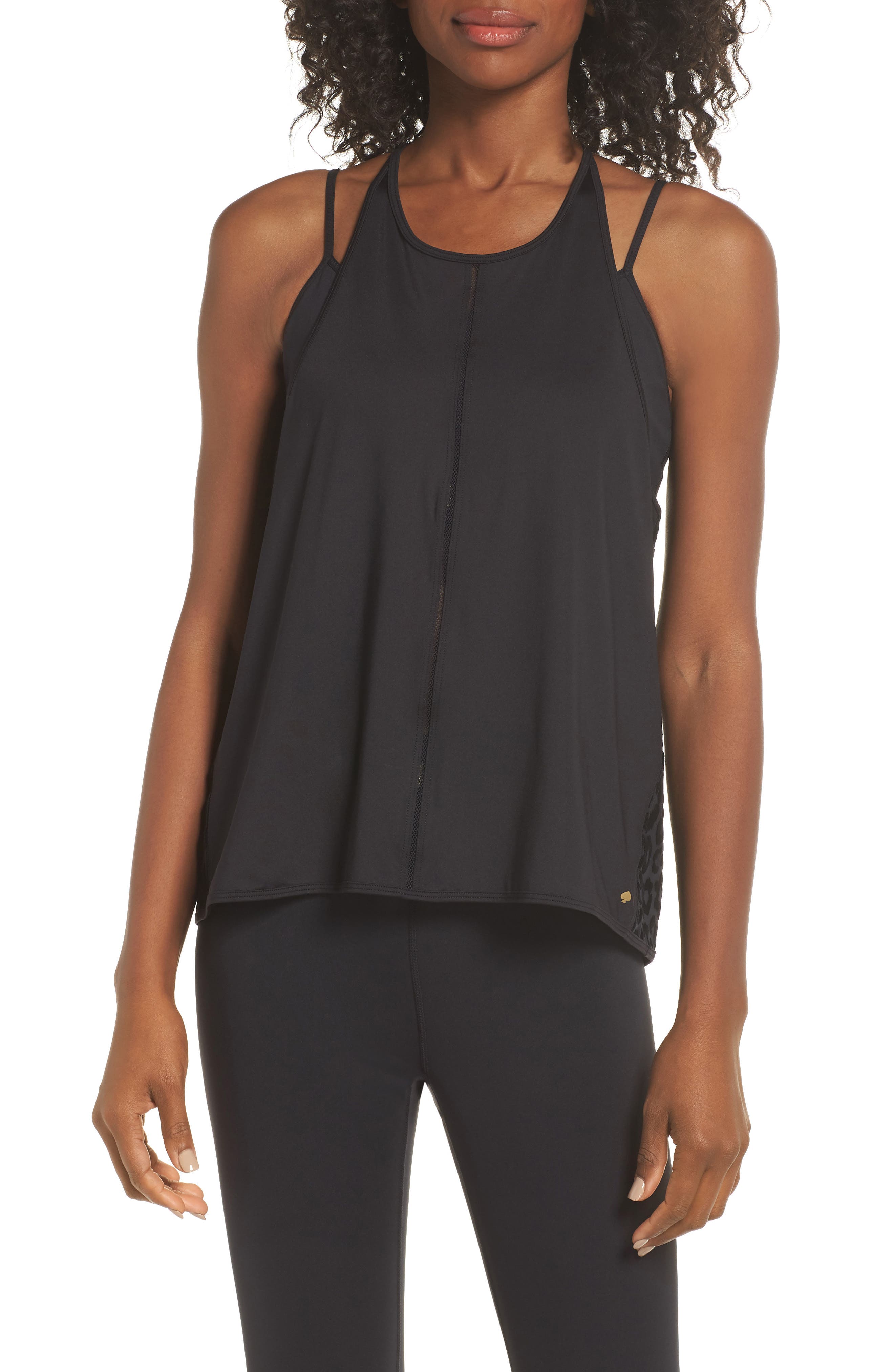 Kate Spade New York Leopard Mesh Tank, Black