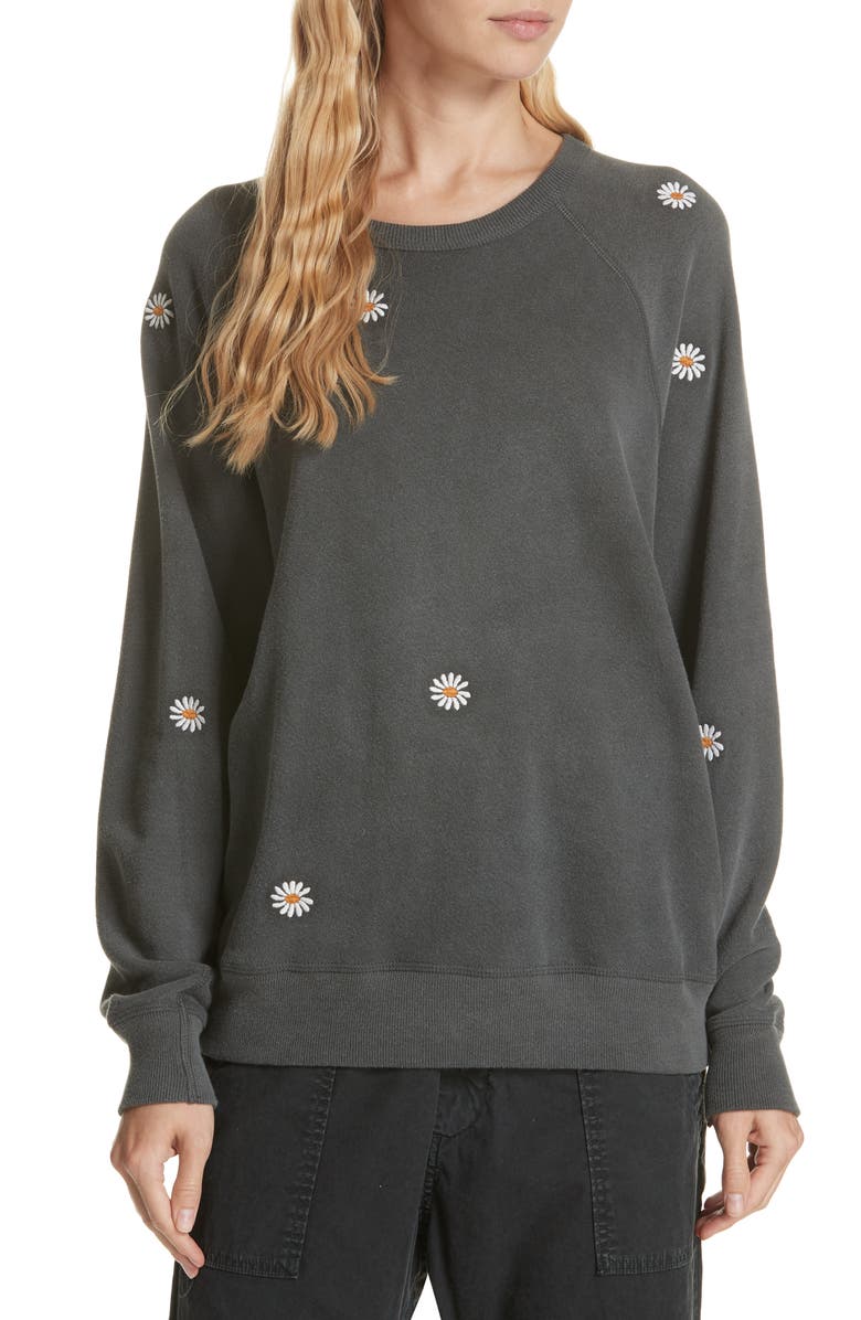 The Great THE DAISY EMBROIDERED COLLEGE SWEATSHIRT