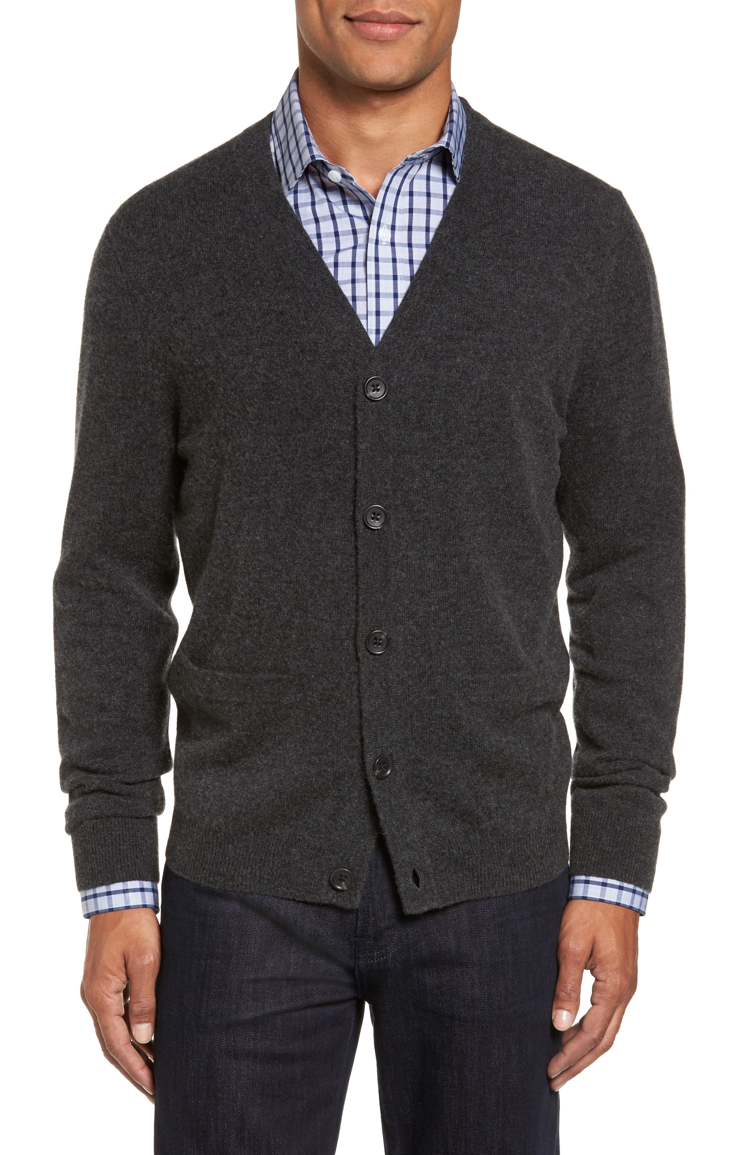 Nordstrom Shop Cashmere Button Front Cardigan, Grey