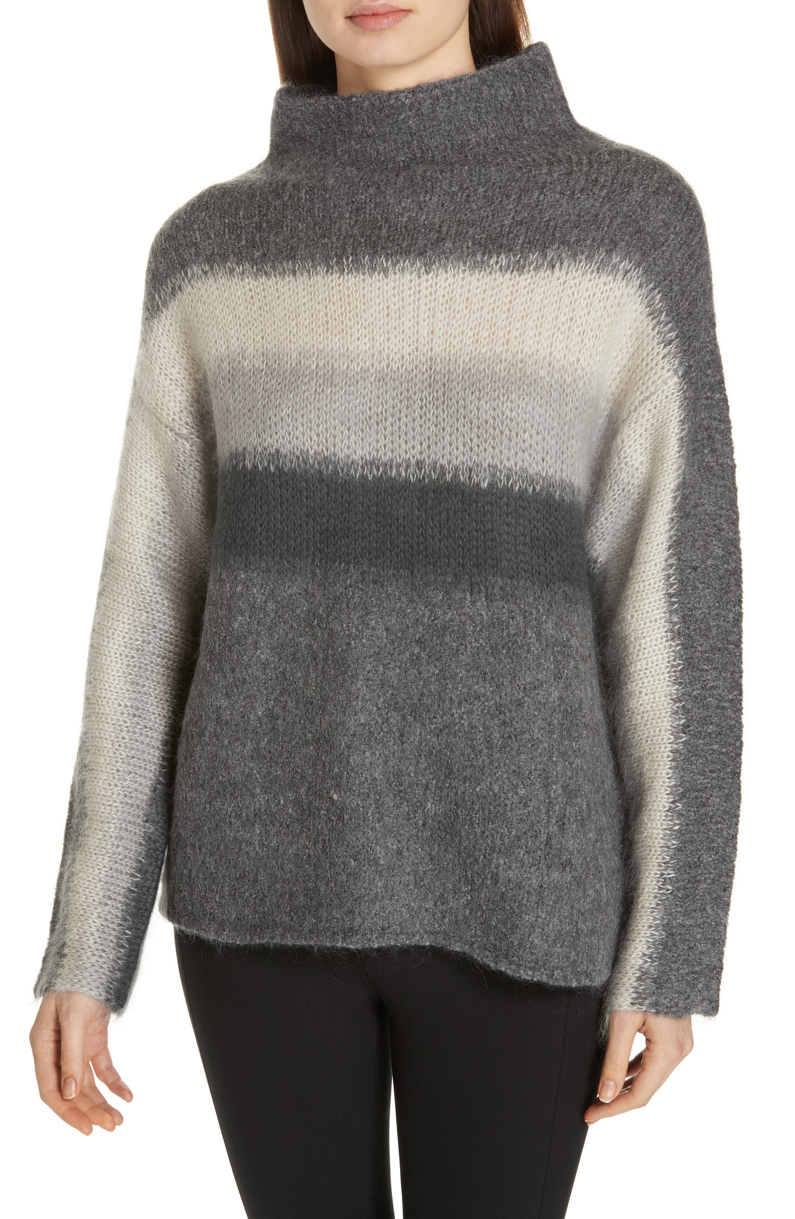 Rag & Bone Holland Stripe Merino Wool & Mohair Blend Sweater, Grey