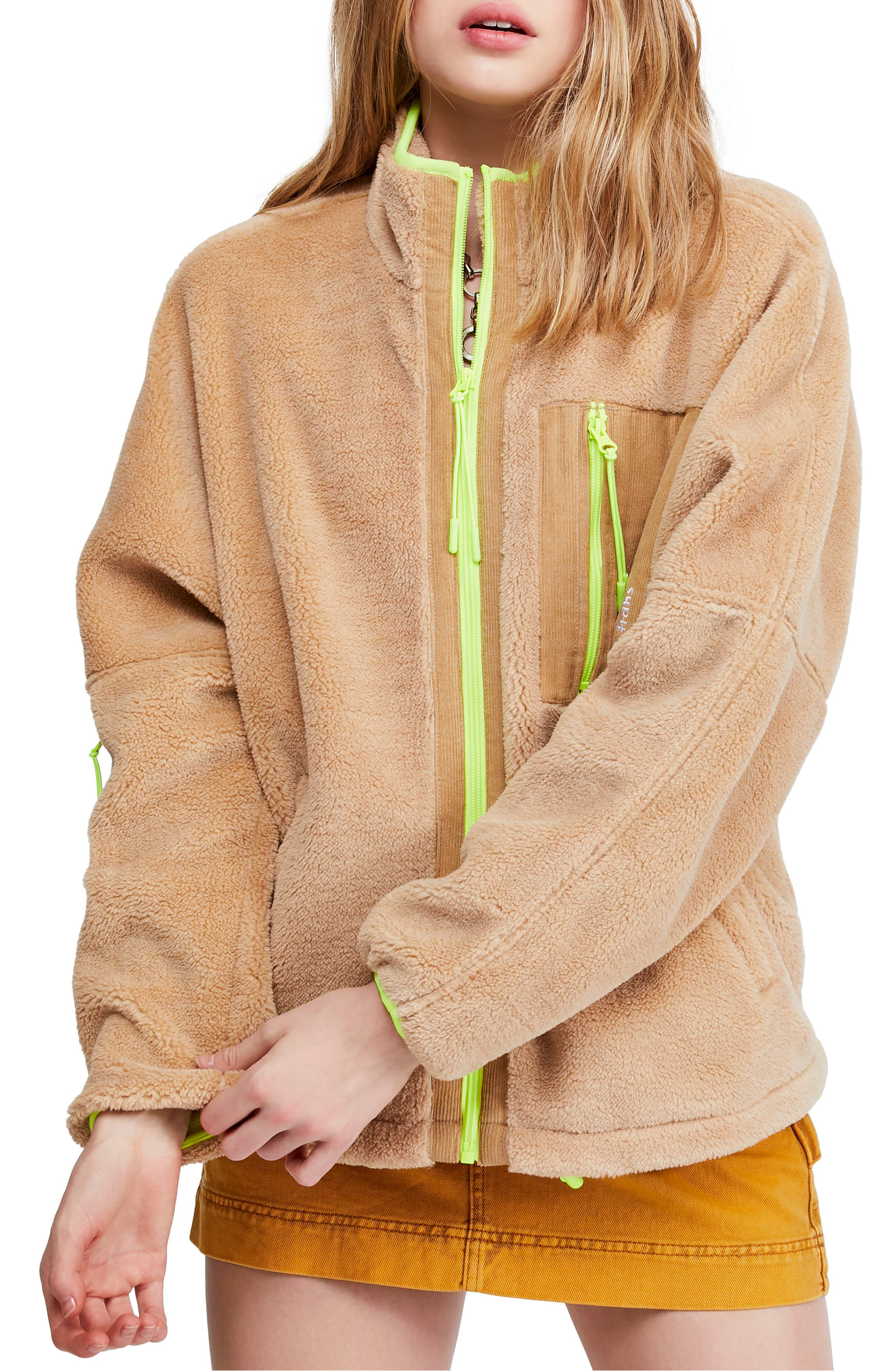 Bdg Urban Outfitters Corduroy Patch Fleece Jacket, Beige