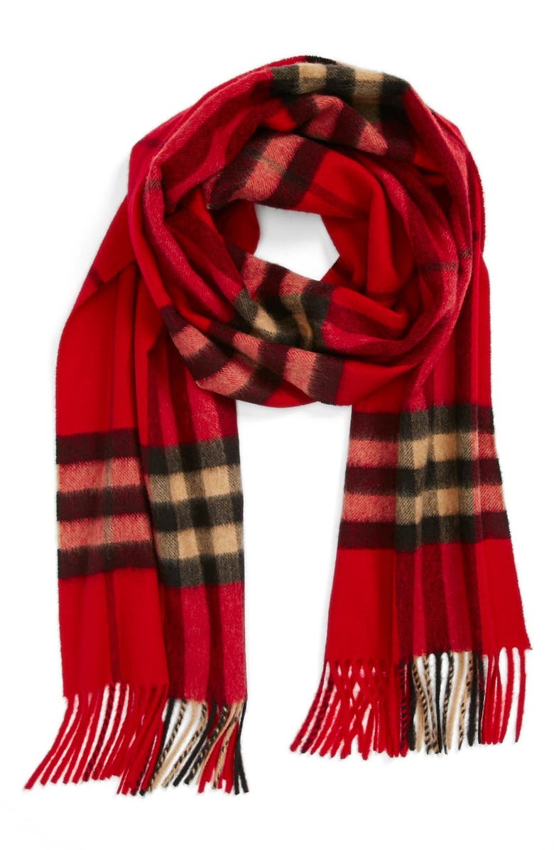 Burberry Heritage Giant Check Fringed Cashmere Muffler | Nordstrom
