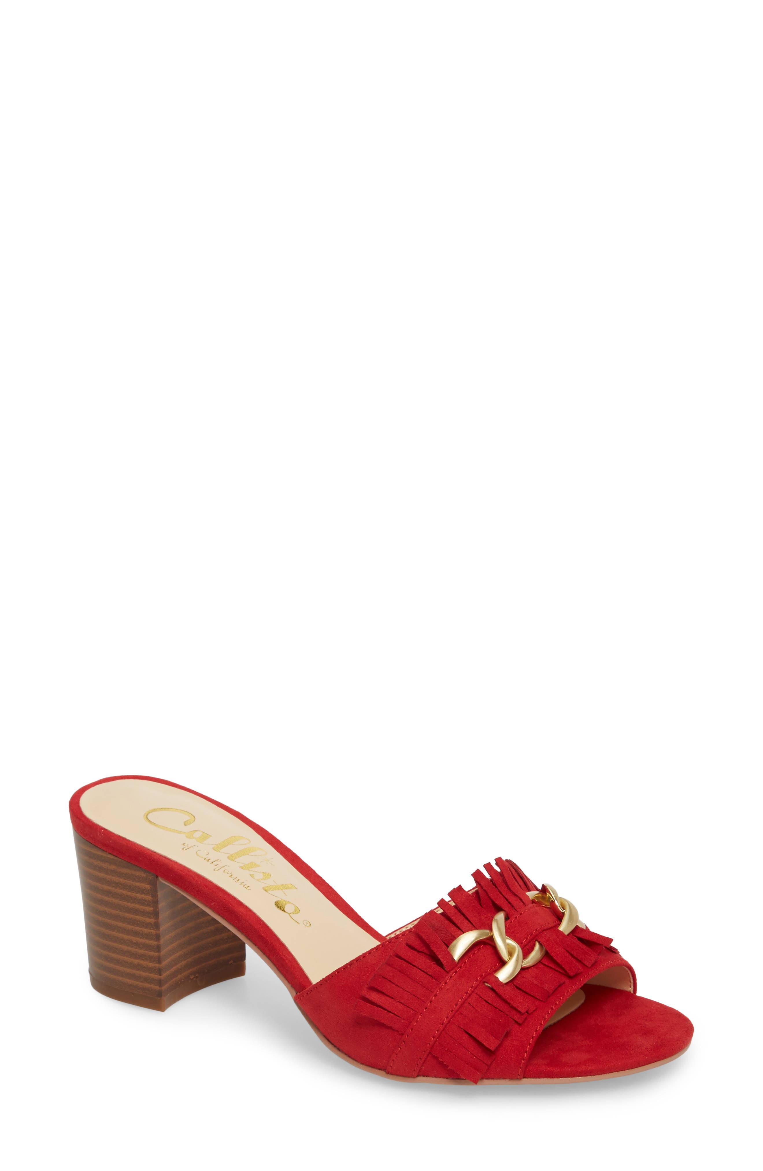 Callisto Zinnia Block Heel Slide Sandal, Red