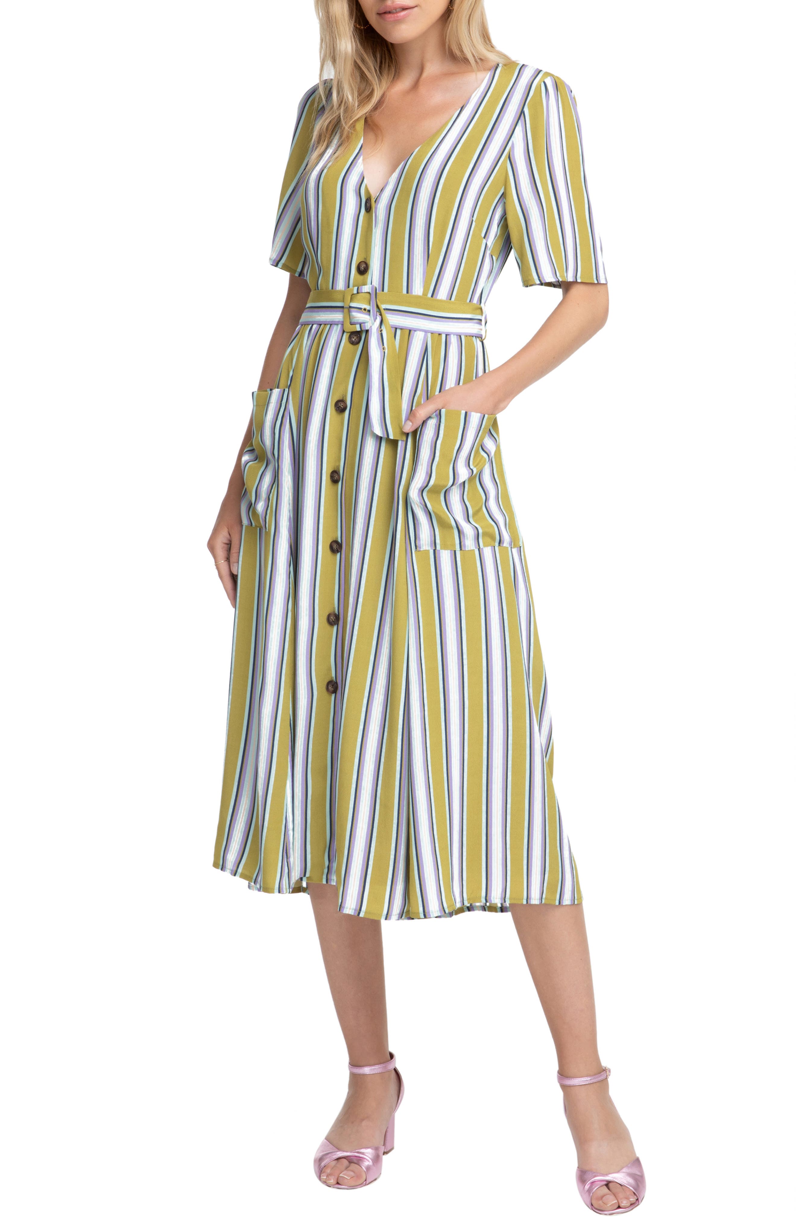 Astr The Label Scout Stripe Dress, Green