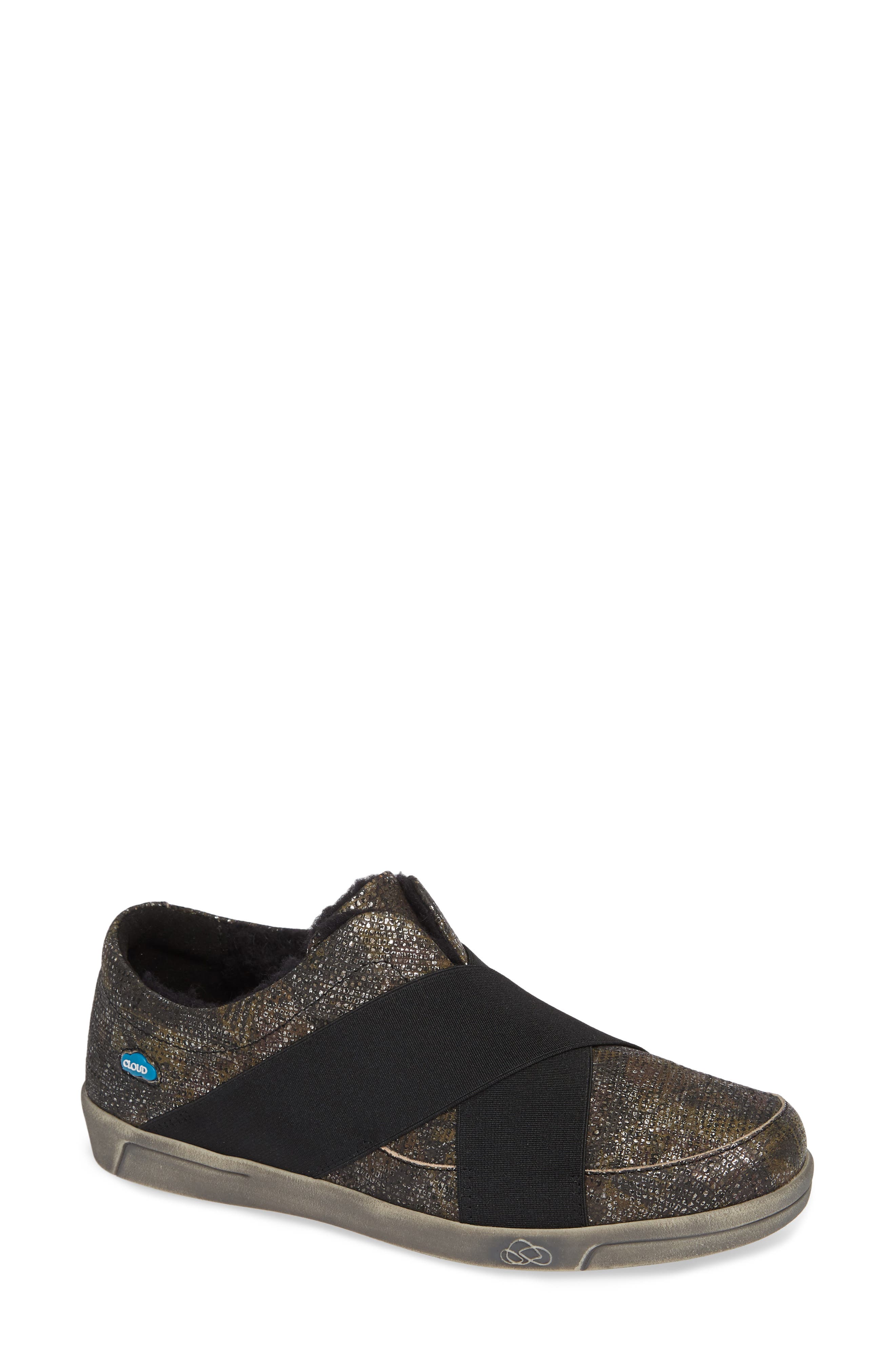 Cloud April Wool Lined Sneaker, Black