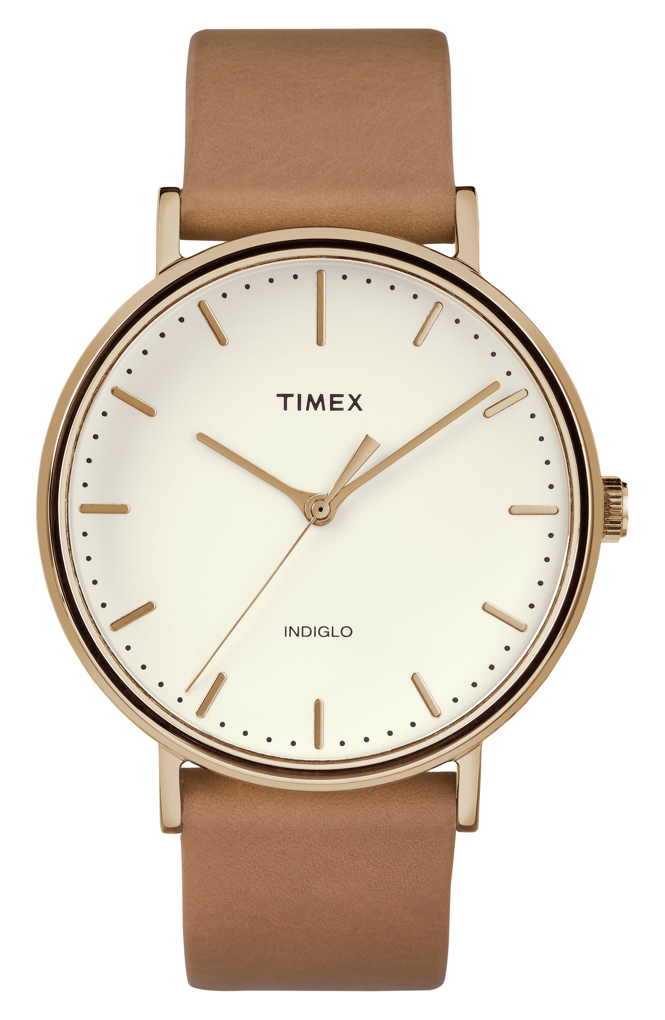 Timex Fairfield Leather Strap Watch, 41Mm