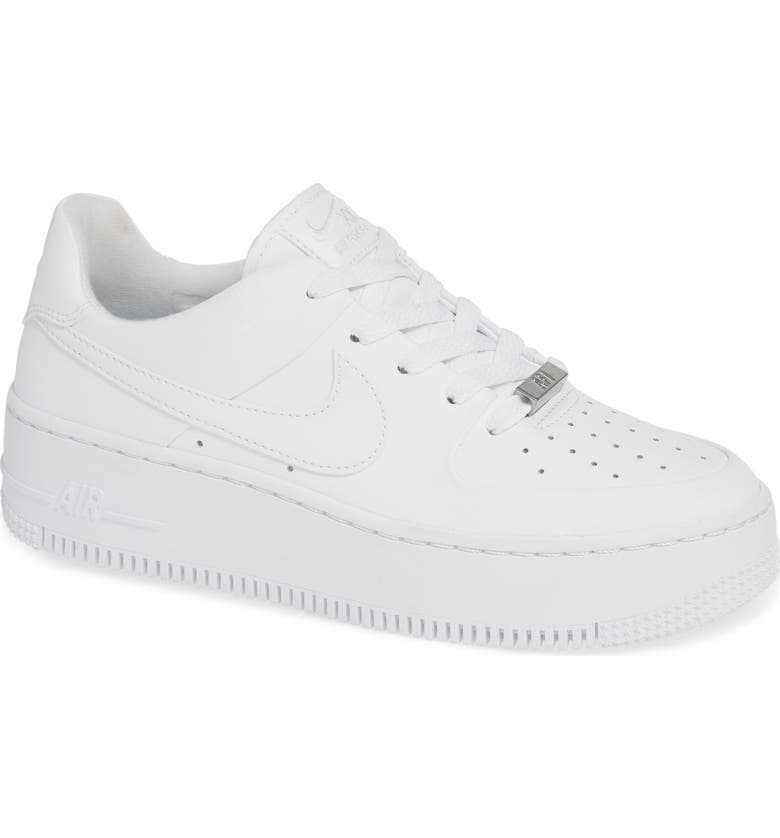 Shop Nike Air Force 1 Sage Low Platform Sneaker In White/ White/ White Shop Nike Air Force 1 Sage Low Platform Sneaker In White/ White/ White