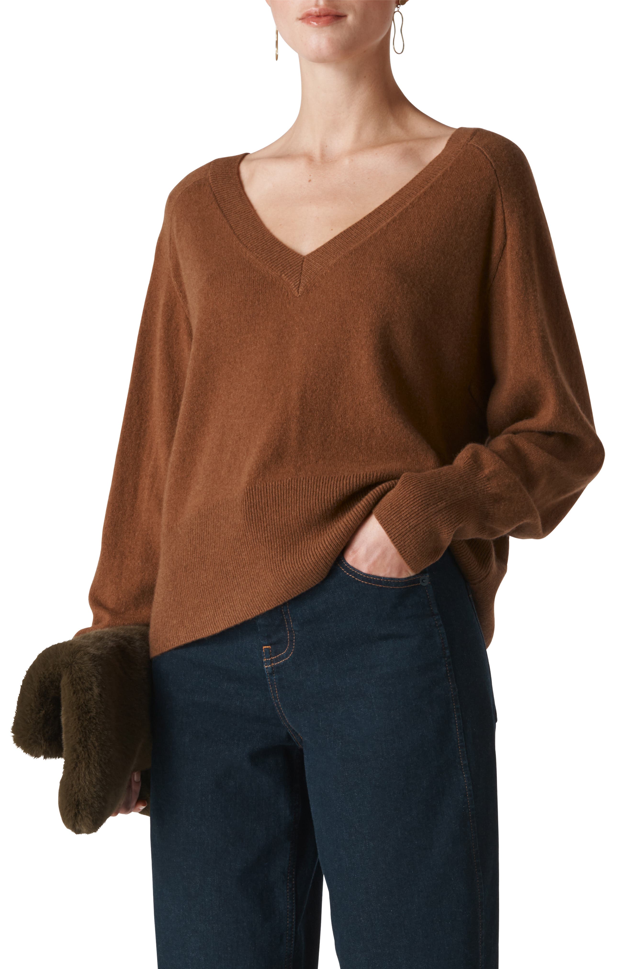 Whistles Oversize Cashmere & Wool Sweater, Beige
