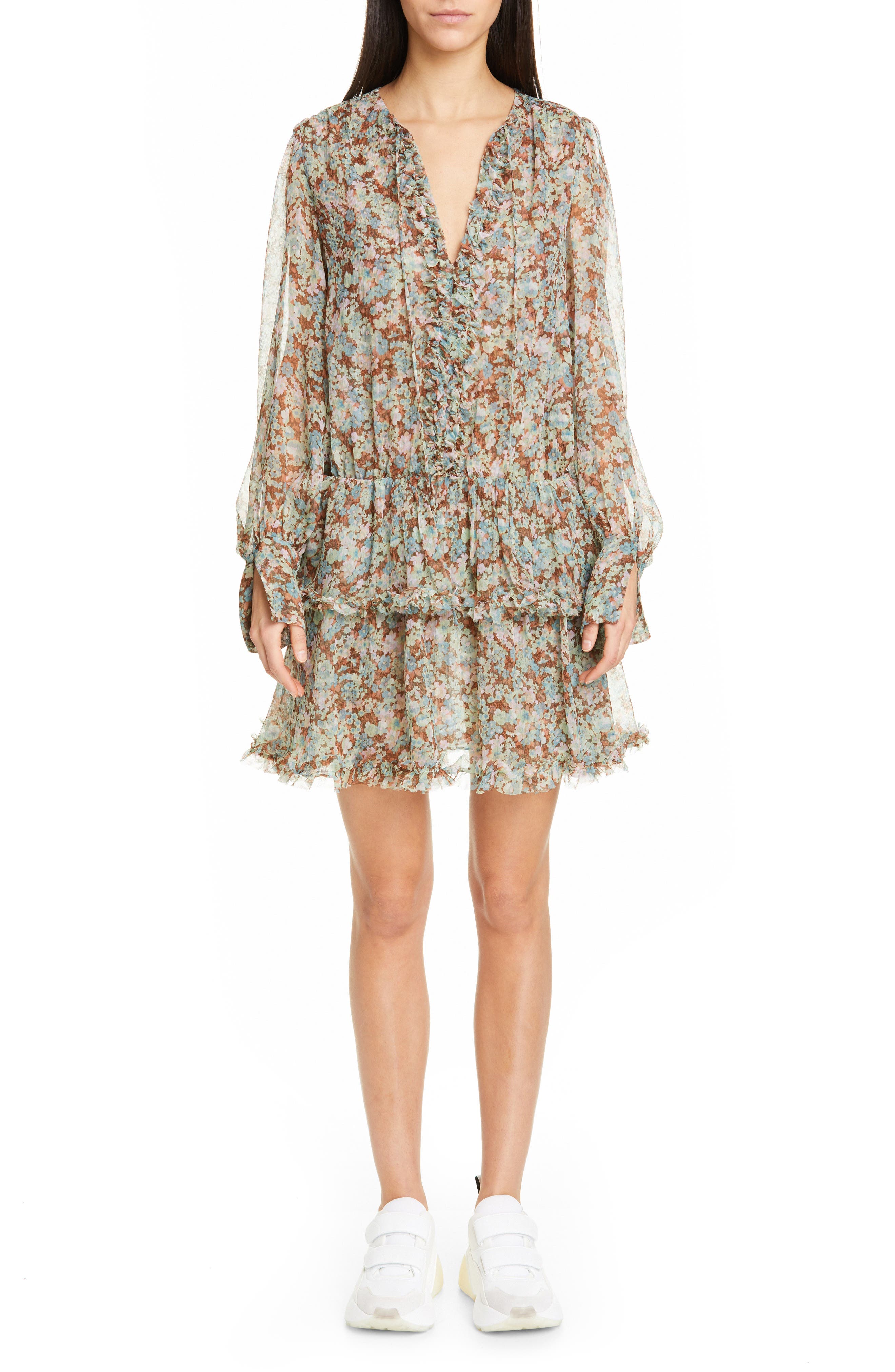 Stella Mccartney Meadow Floral Print Silk Dress, 48 IT - Green