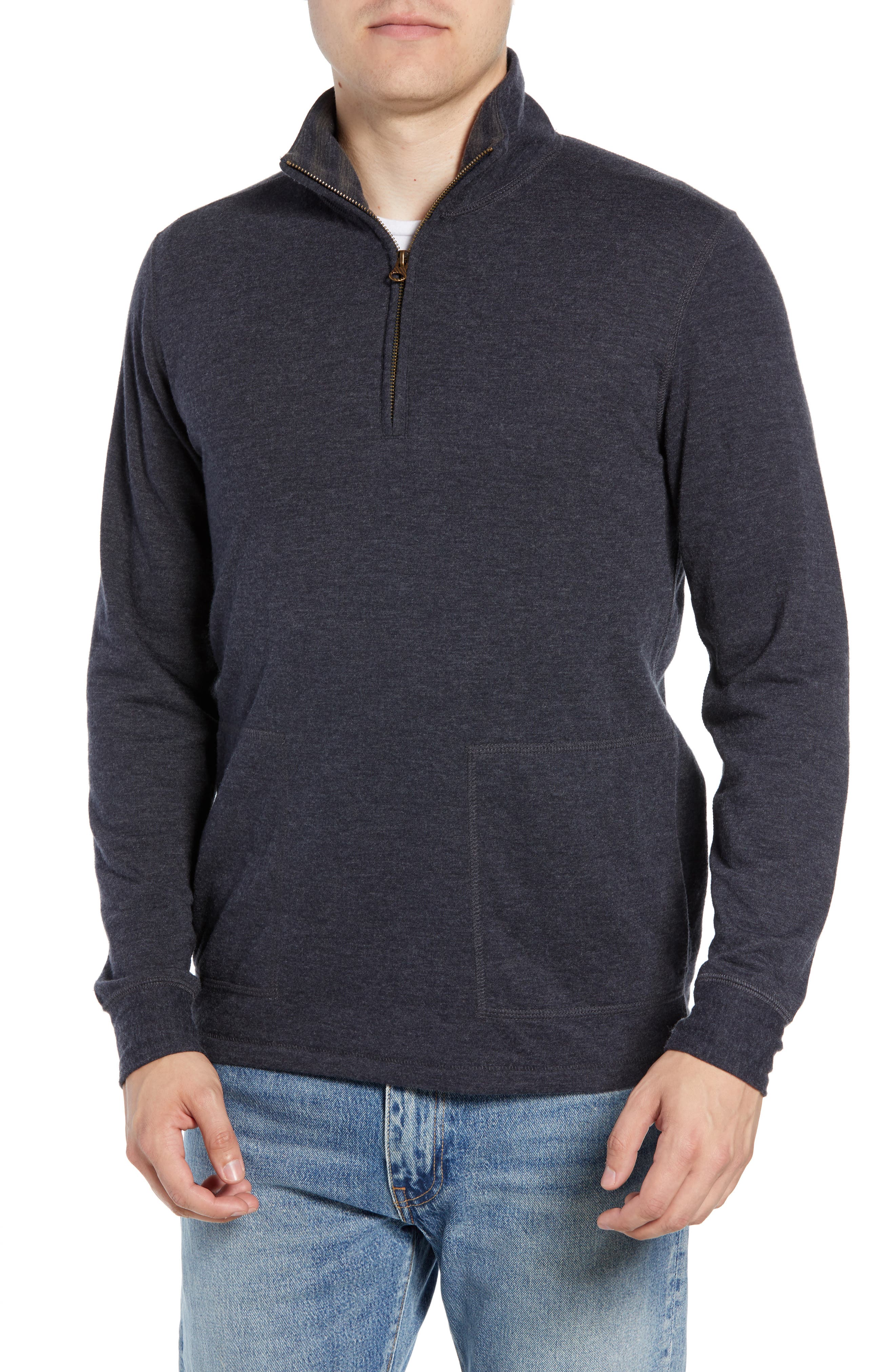Billy Reid Charles Regular Fit Half Zip Sweater, Blue