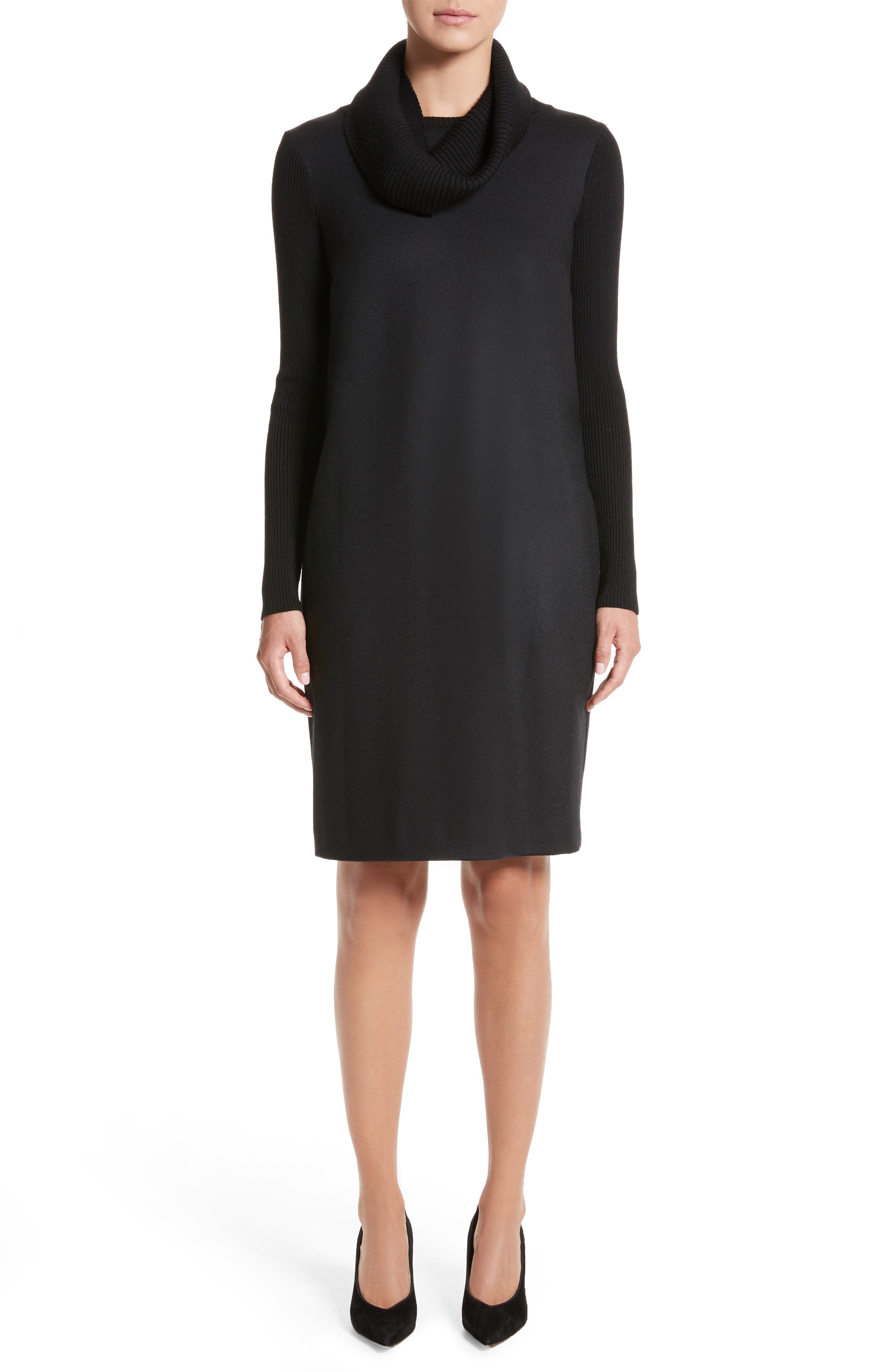 Max Mara Cancan Wool Jersey Dress with Removable Knit Cowl Nordstrom