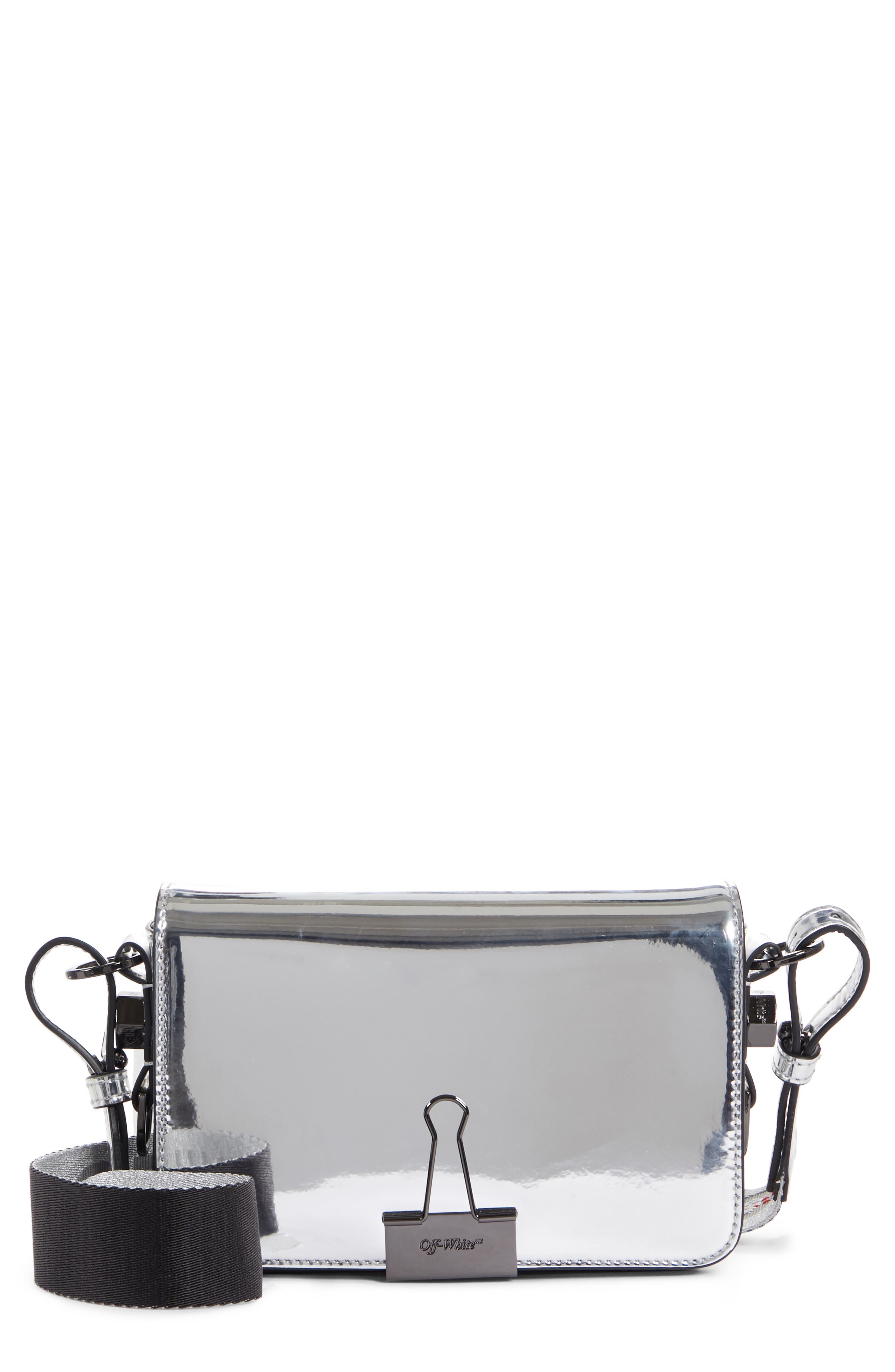 Shop Off White Mini Mirror Flap Bag Metallic In Silver