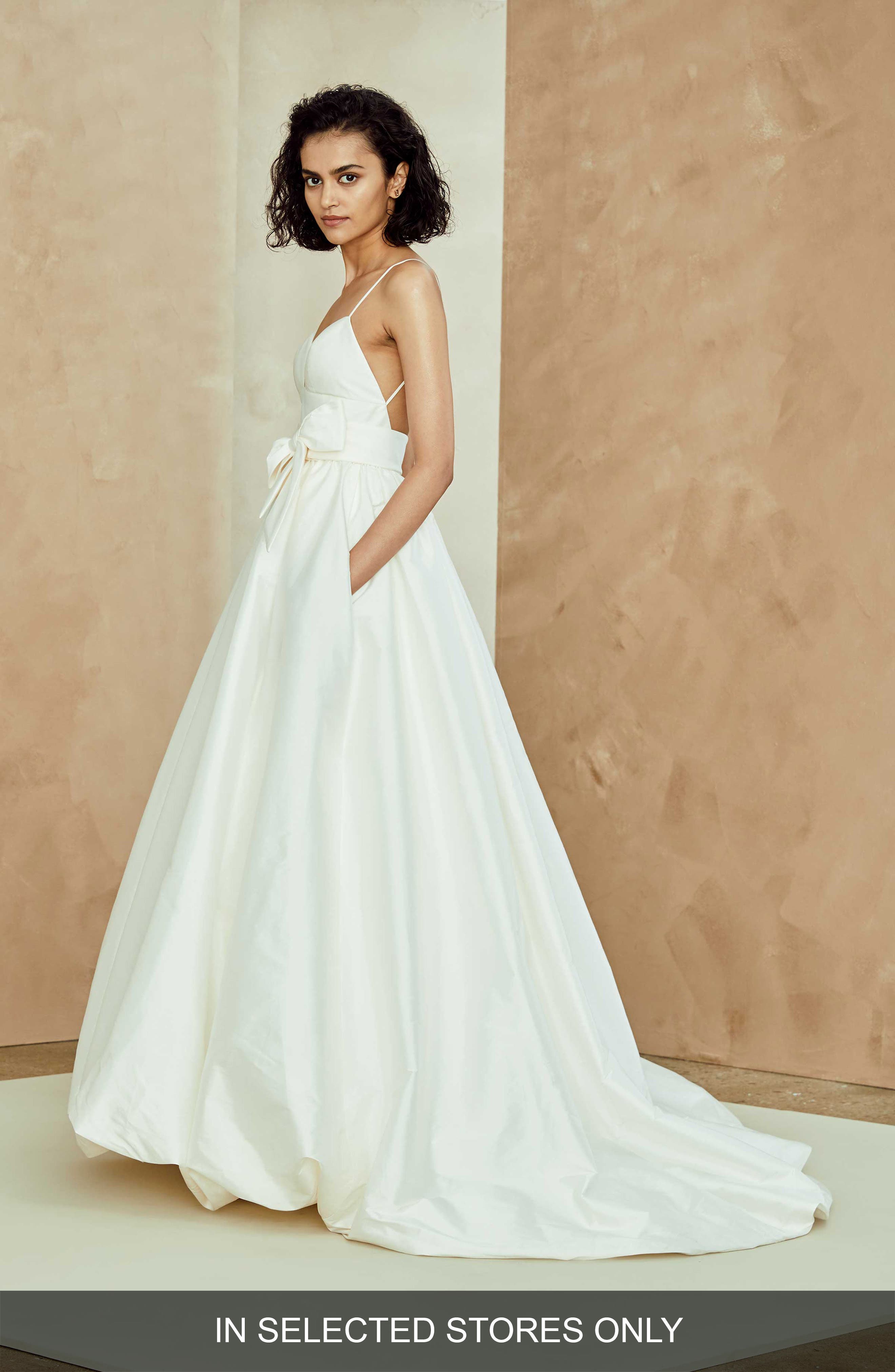 Nouvelle Amsale Camilla Bubble Hem Taffeta Ballgown, Size - White