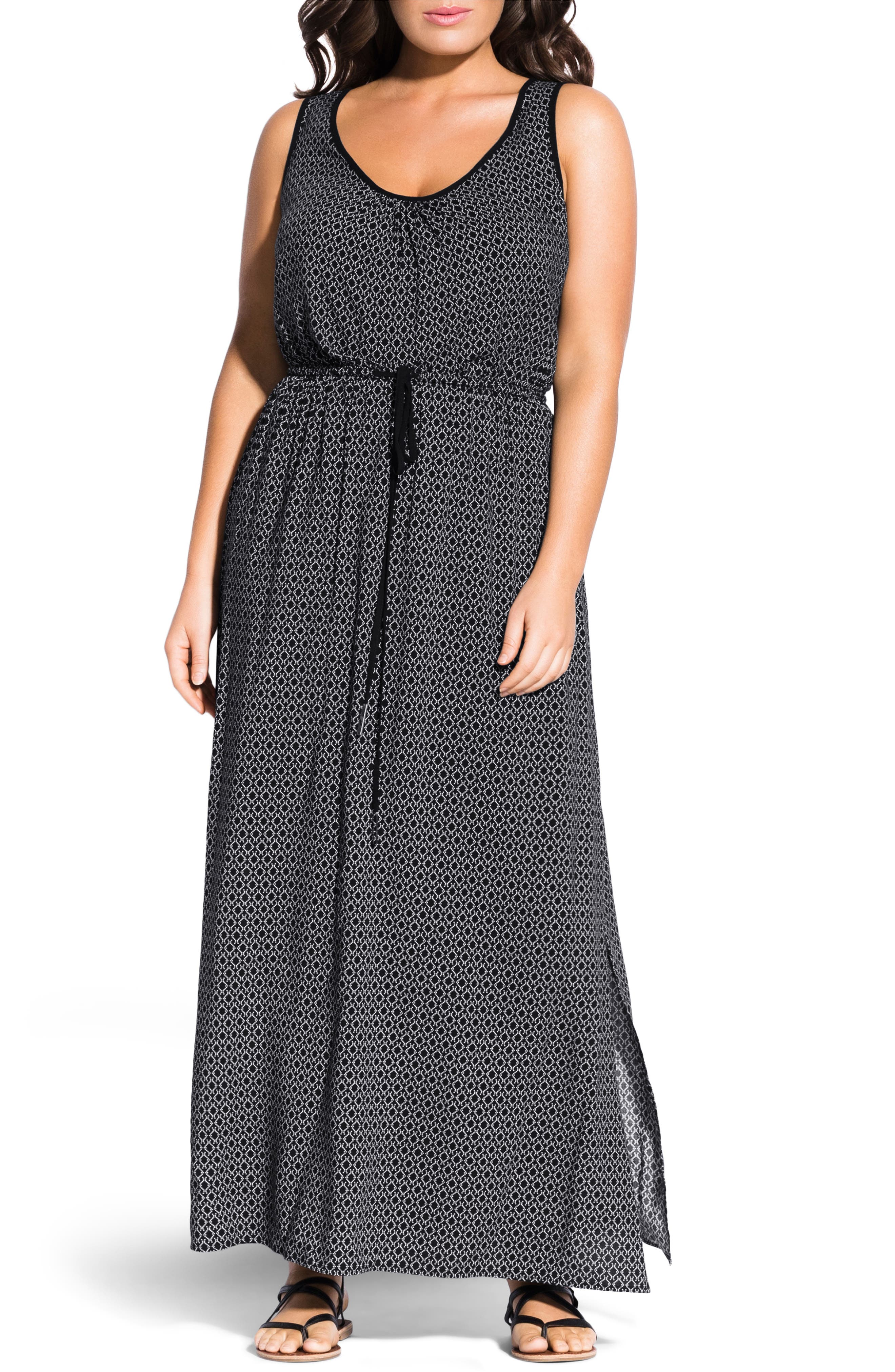 Plus Size City Chic Geo Print Maxi Dress, Black