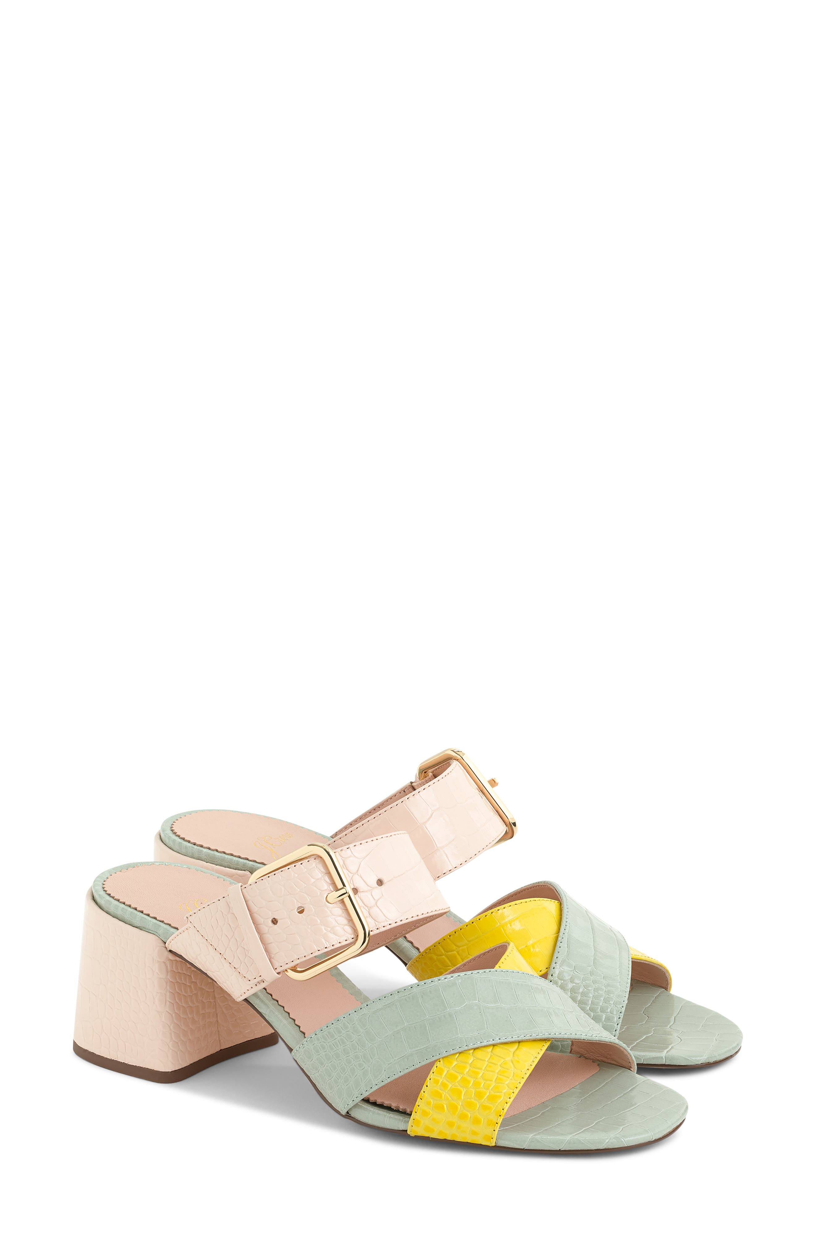 J.crew Penny Colorblock Faux Croc Slide Sandal- Yellow