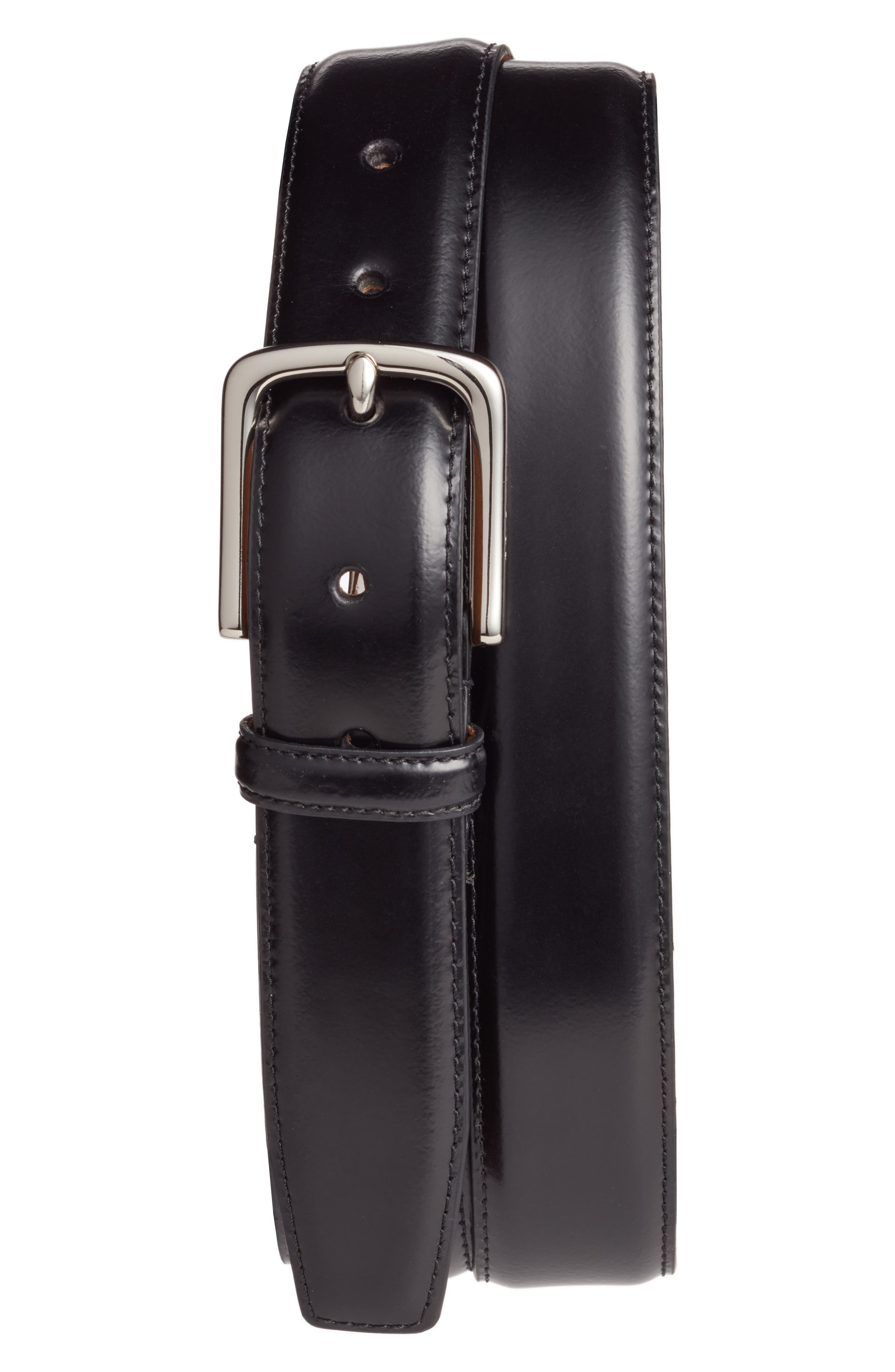 Cole Haan Leather Belt, Black With Polished Nickel