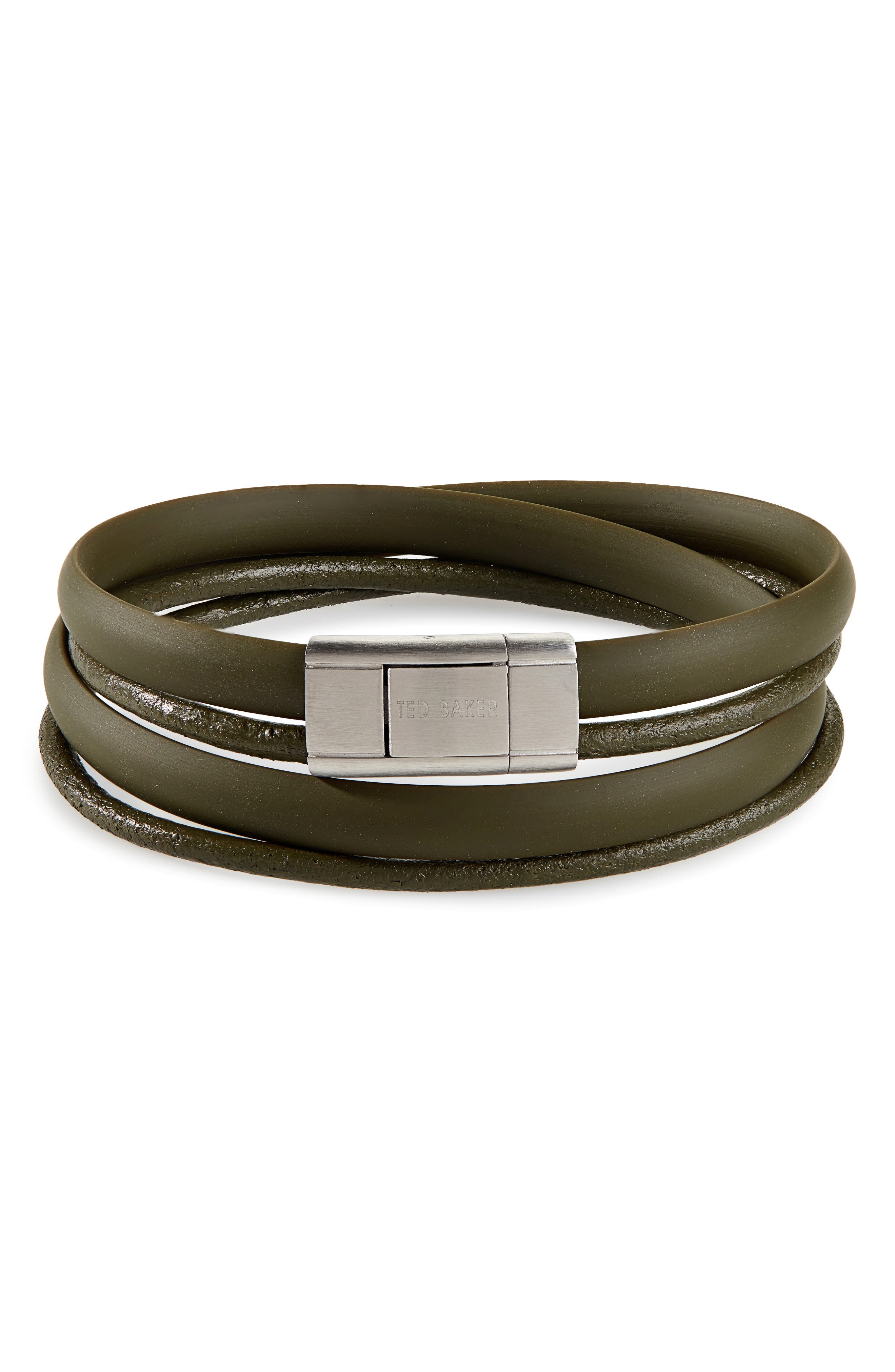Ted Baker London Mera Leather & Rubber Wrap Bracelet