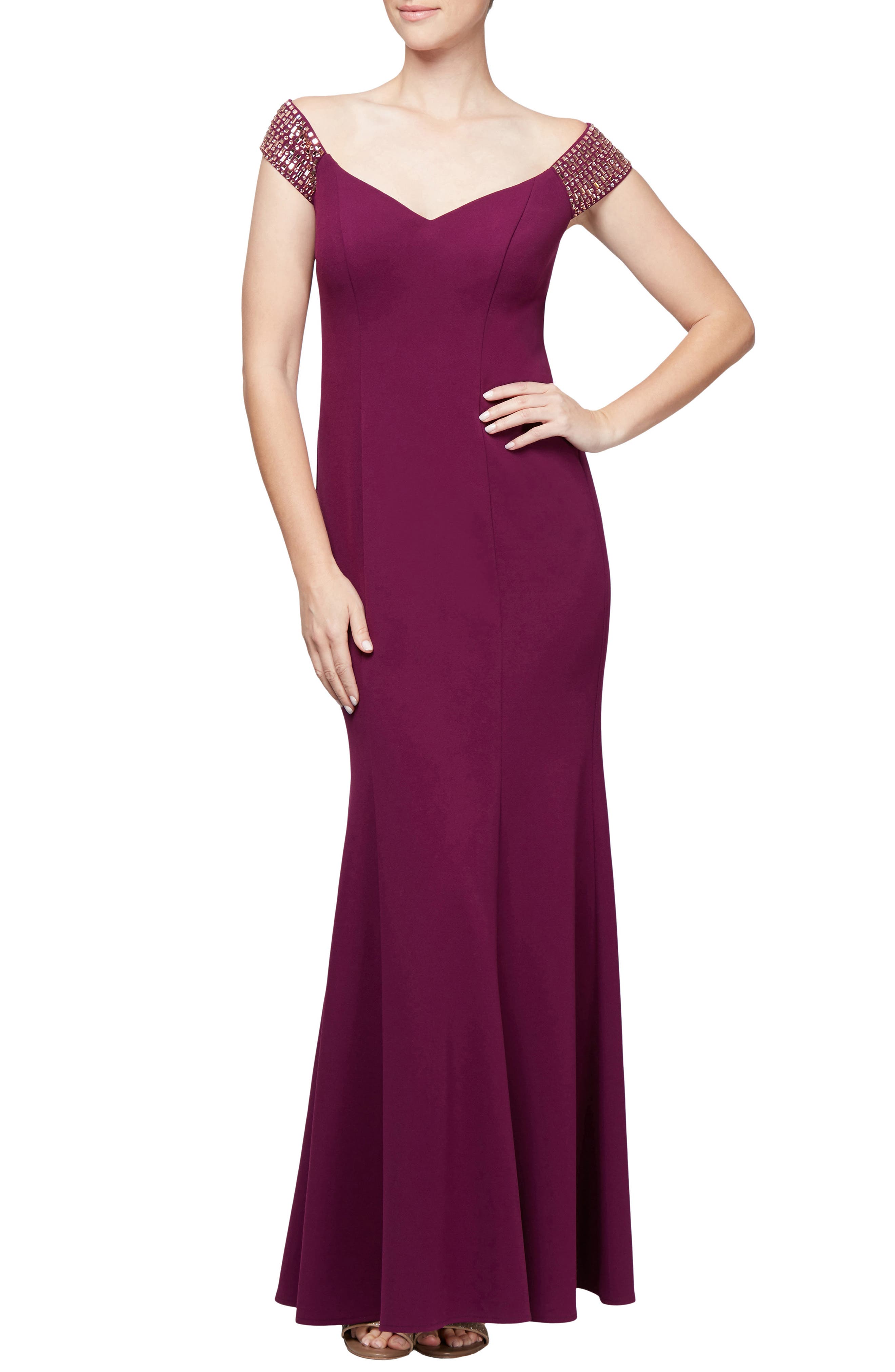 Alex Evenings Embellished Stretch Gown, Pink