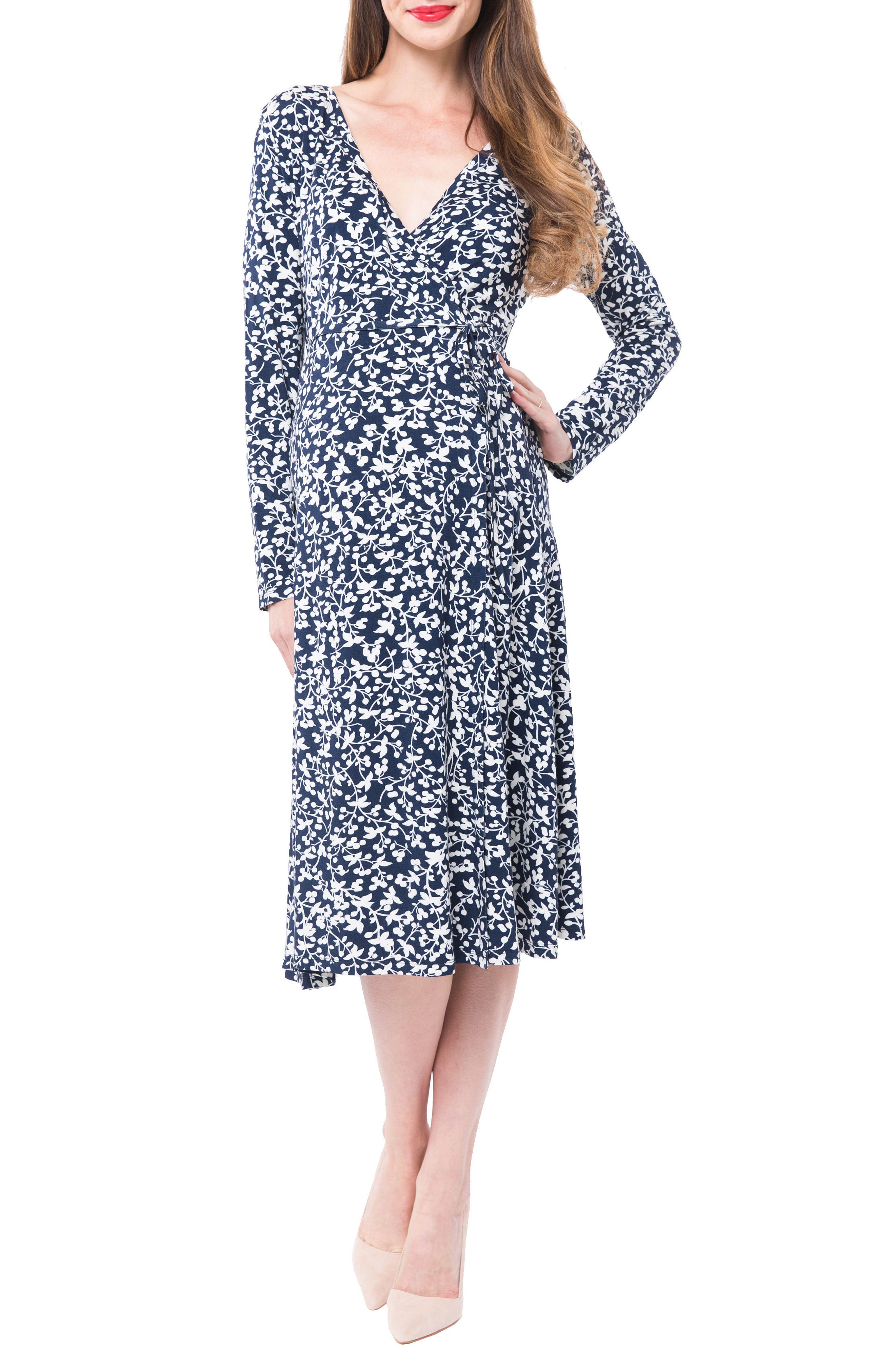 Nom Maternity Tessa Jersey Maternity/nursing Wrap Dress, Blue