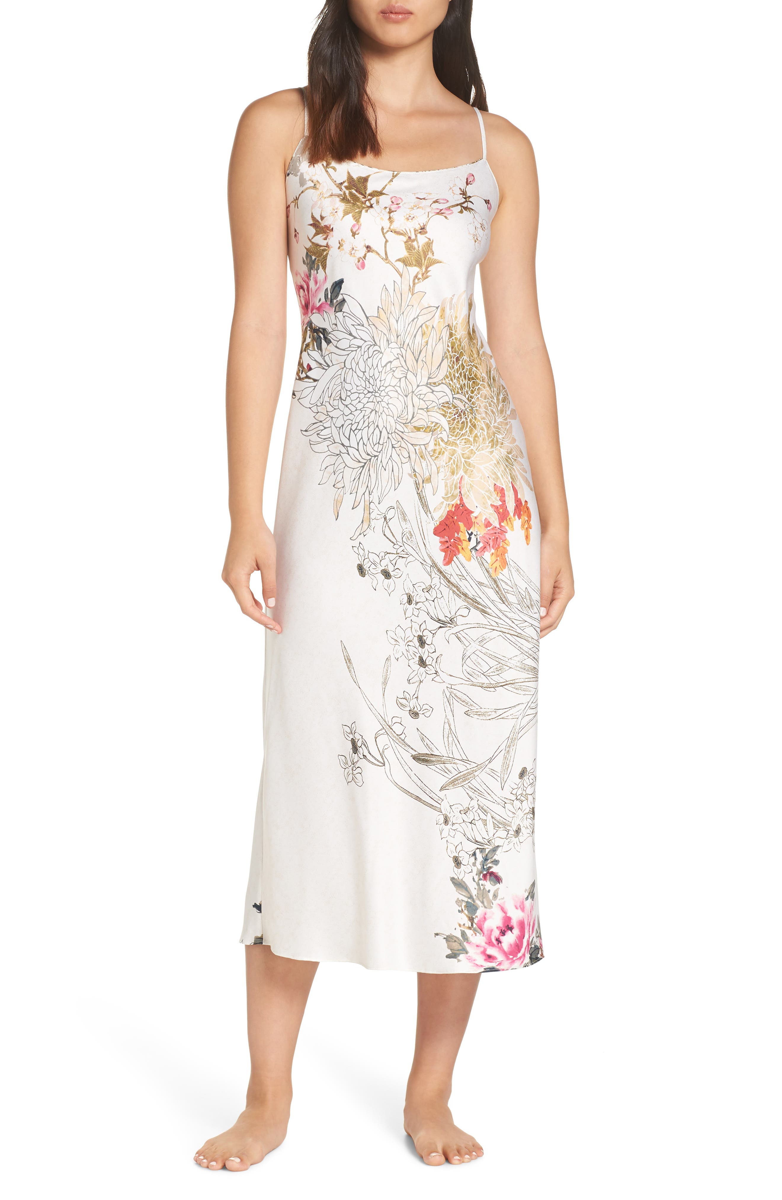 Natori Nikko Satin Nightgown, Ivory