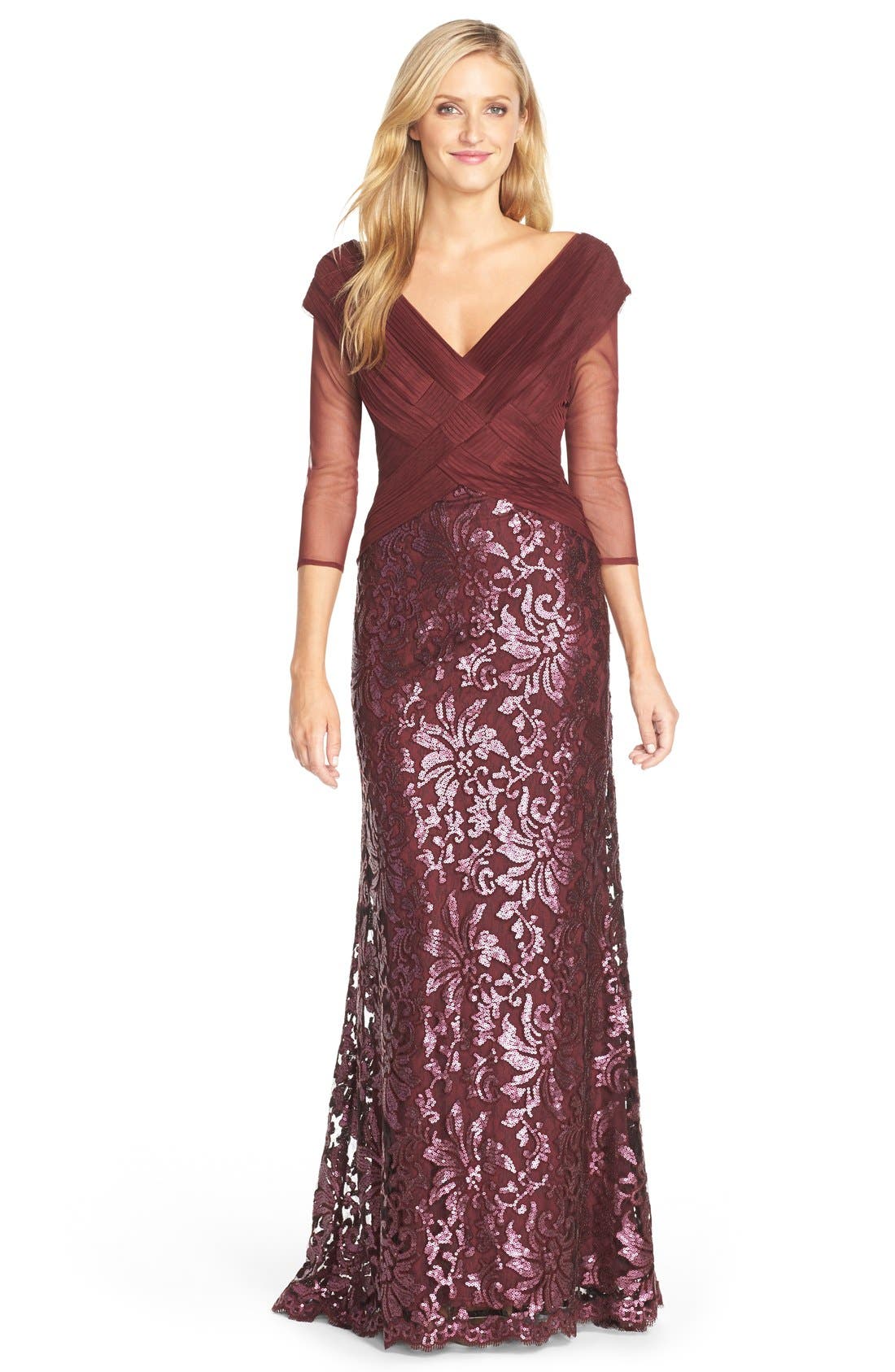 Tadashi Shoji Sequin Lace Gown (Regular & Petite) Nordstrom