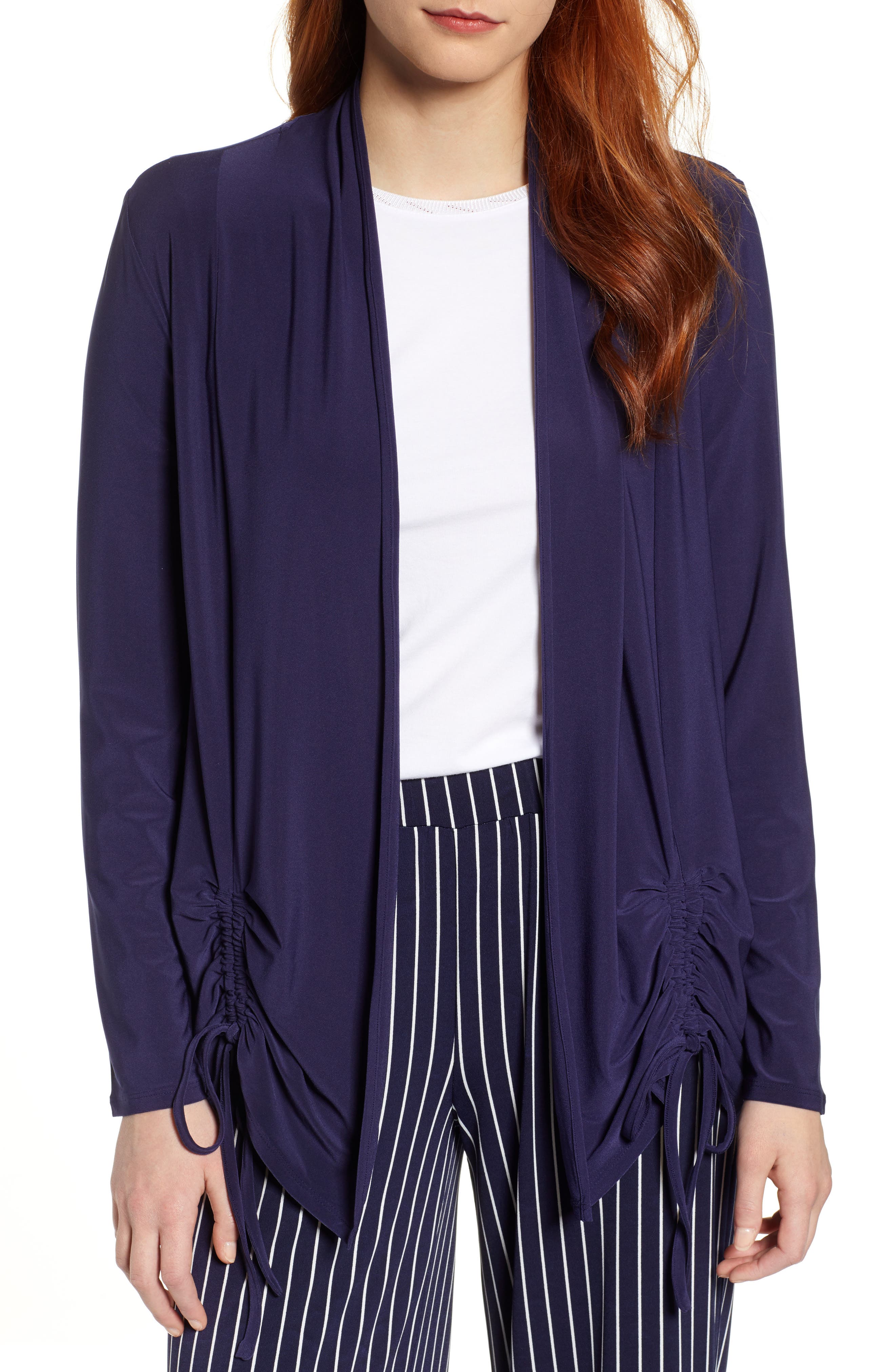Chaus Ruched Cardigan, Blue