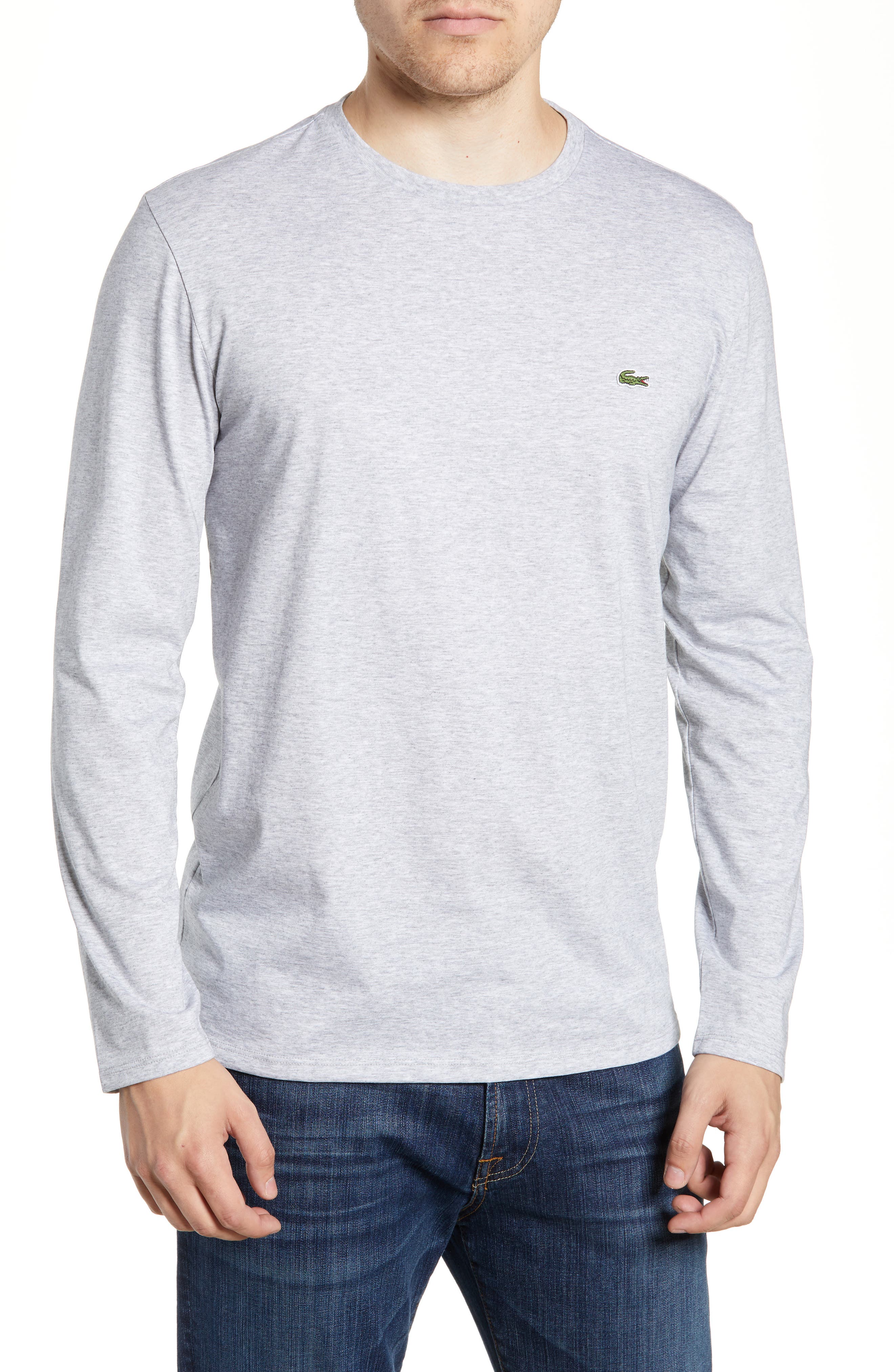 UPC 190391331323 product image for Men's Lacoste Long Sleeve Pima Cotton T-Shirt, Size 4(m) - Grey | upcitemdb.com