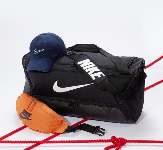 Nike hat and gym bags.