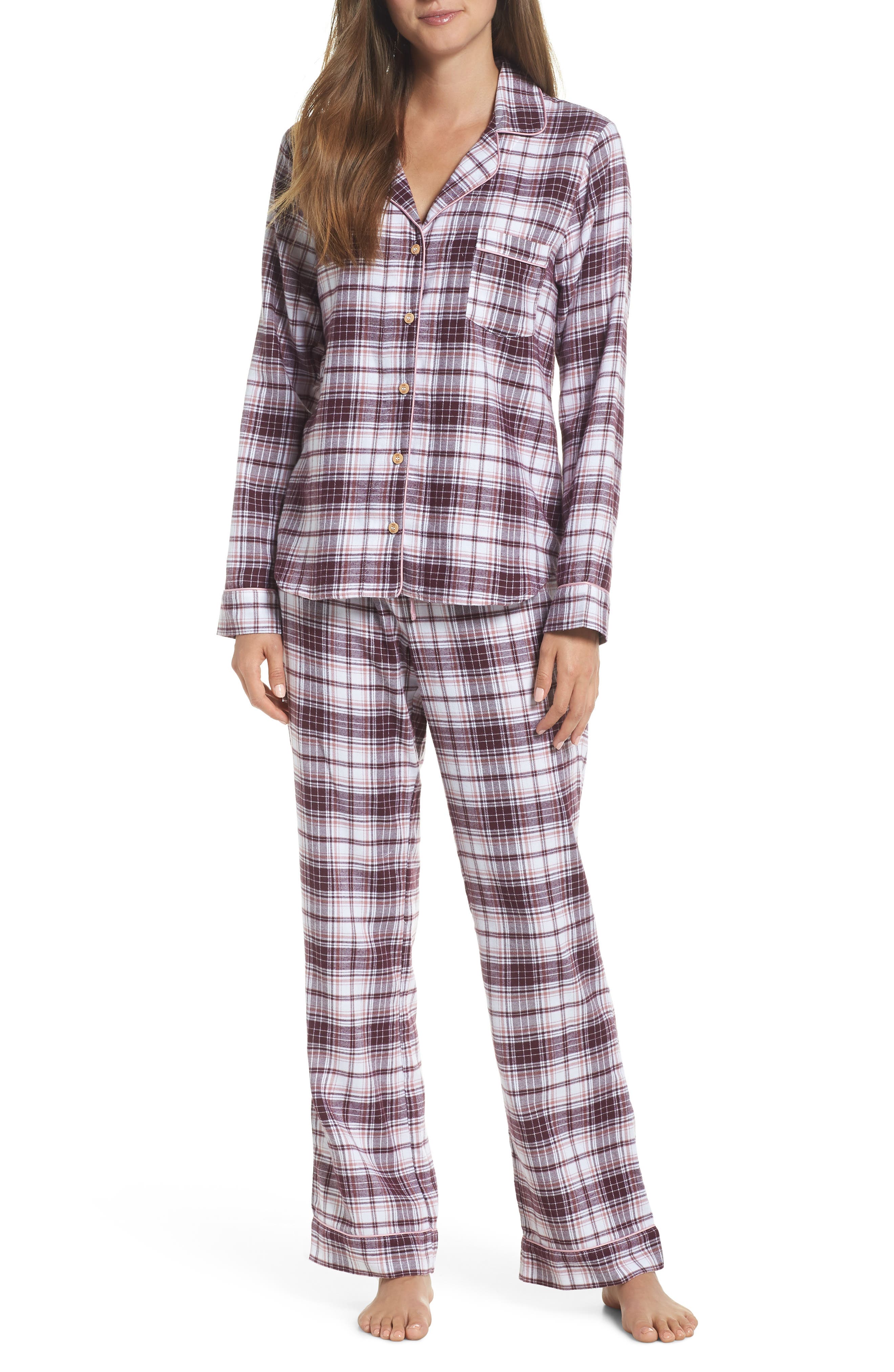 Ugg Raven Plaid Pajamas, Burgundy