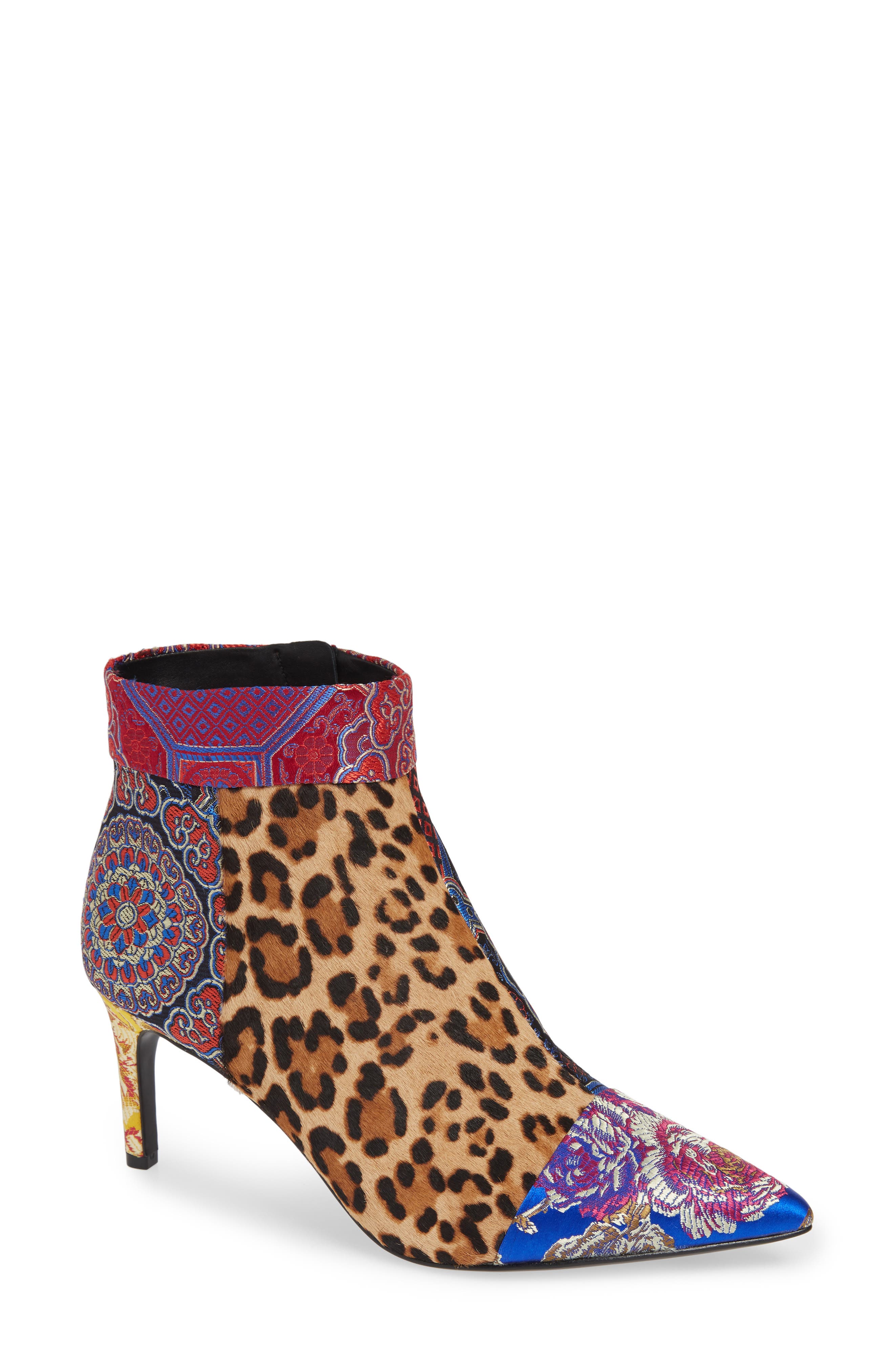 Alice + Olivia Melanei Genuine Calf Hair Booties, Brown