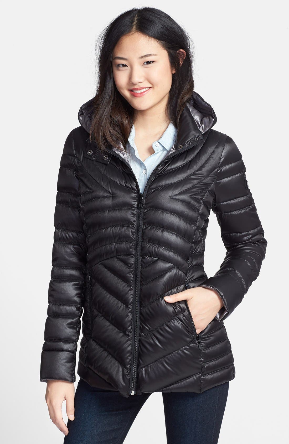 Bernardo Iridescent Hooded Packable Down Jacket Nordstrom