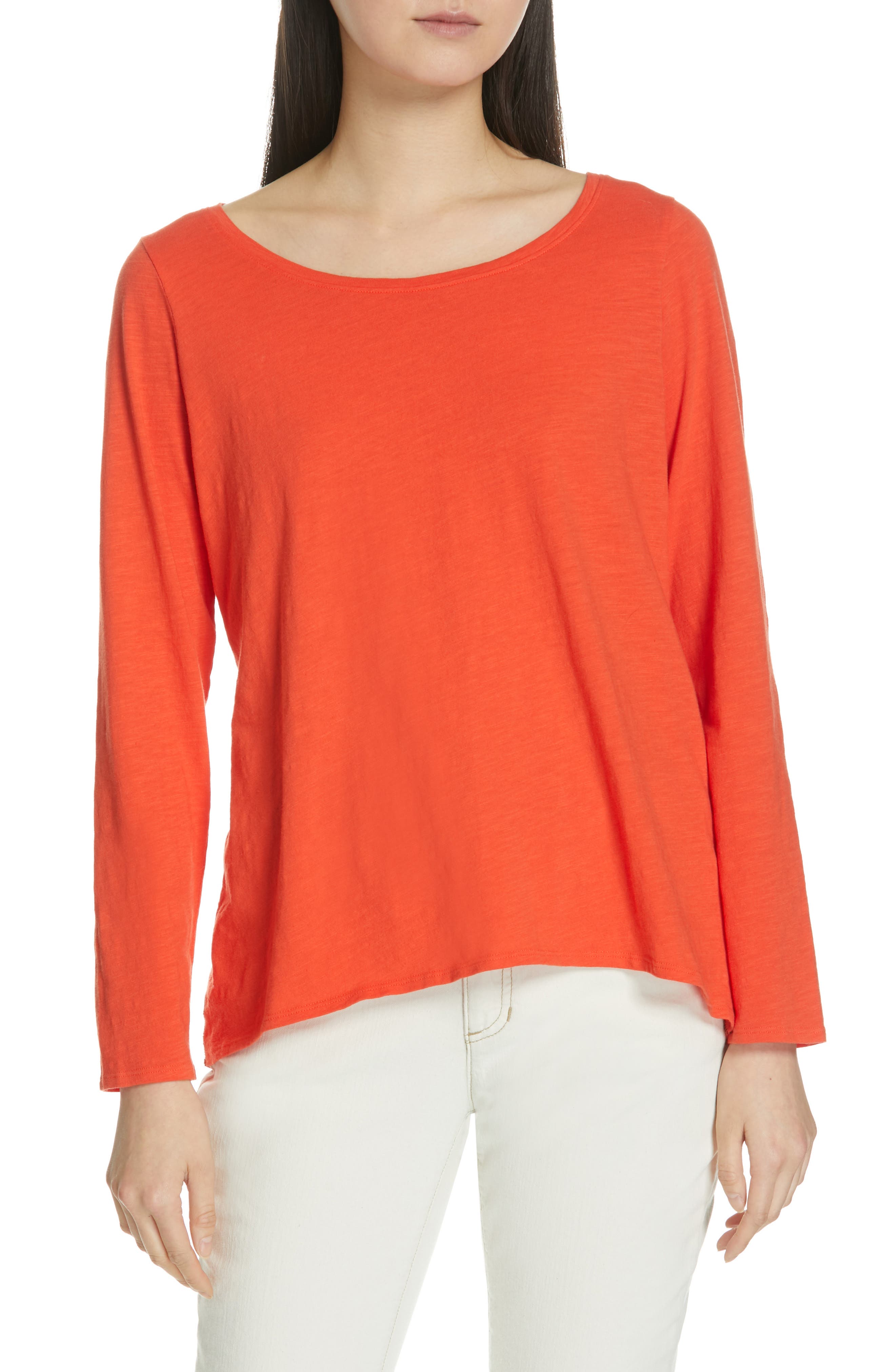 Eileen Fisher Long Sleeve Organic Cotton Tee, Red