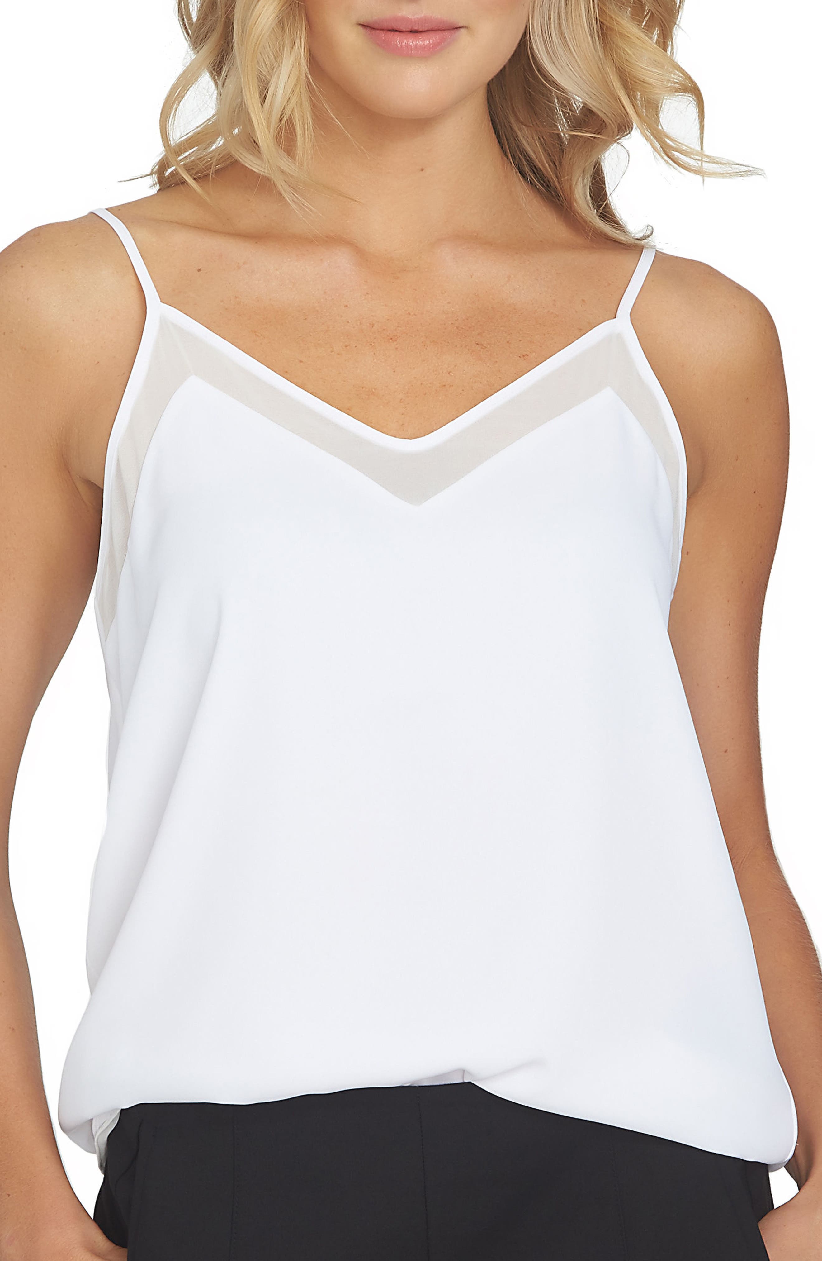 1.state Chiffon Inset Camisole, White