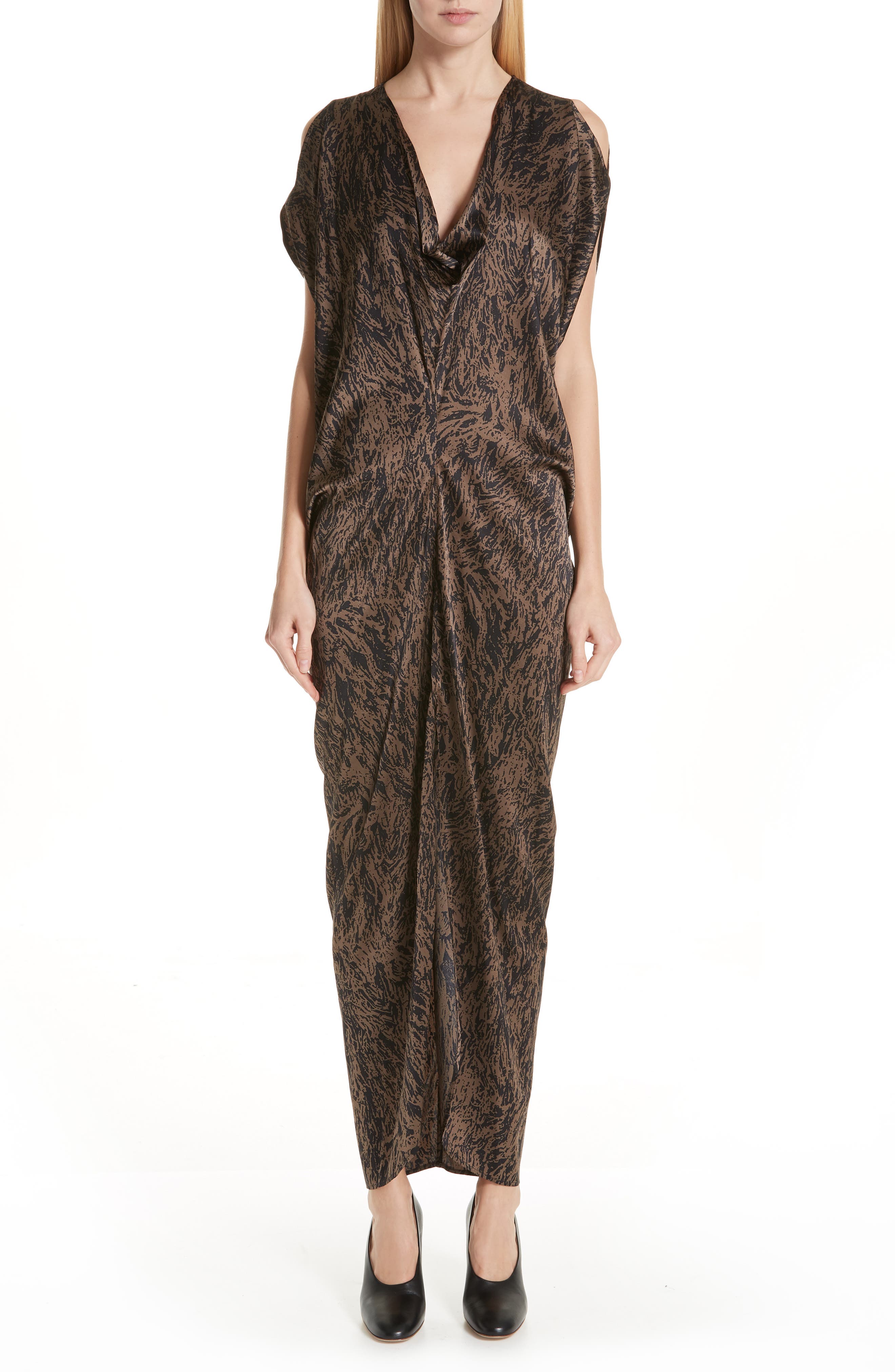 Zero + Maria Cornejo Miu Hair Print Stretch Silk Dress, Black