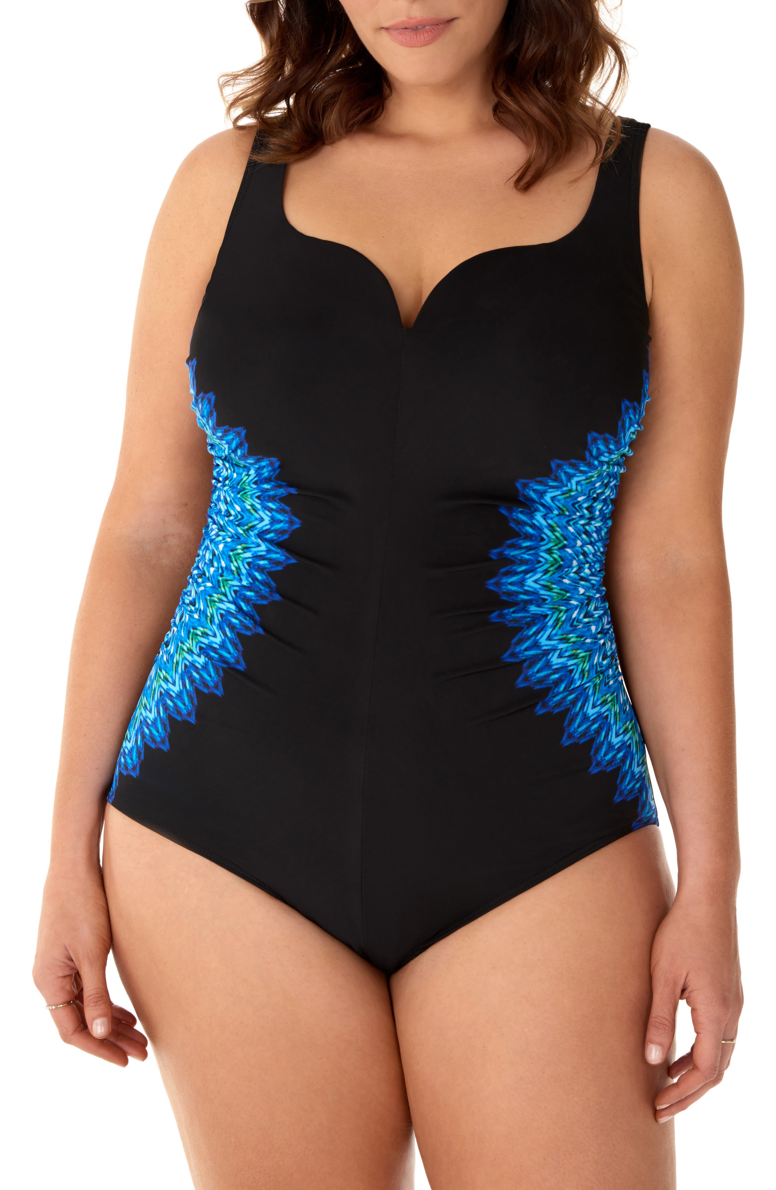 Plus Size Miraclesuit Knit Pick Temptress One-Piece Swimsuit, Black