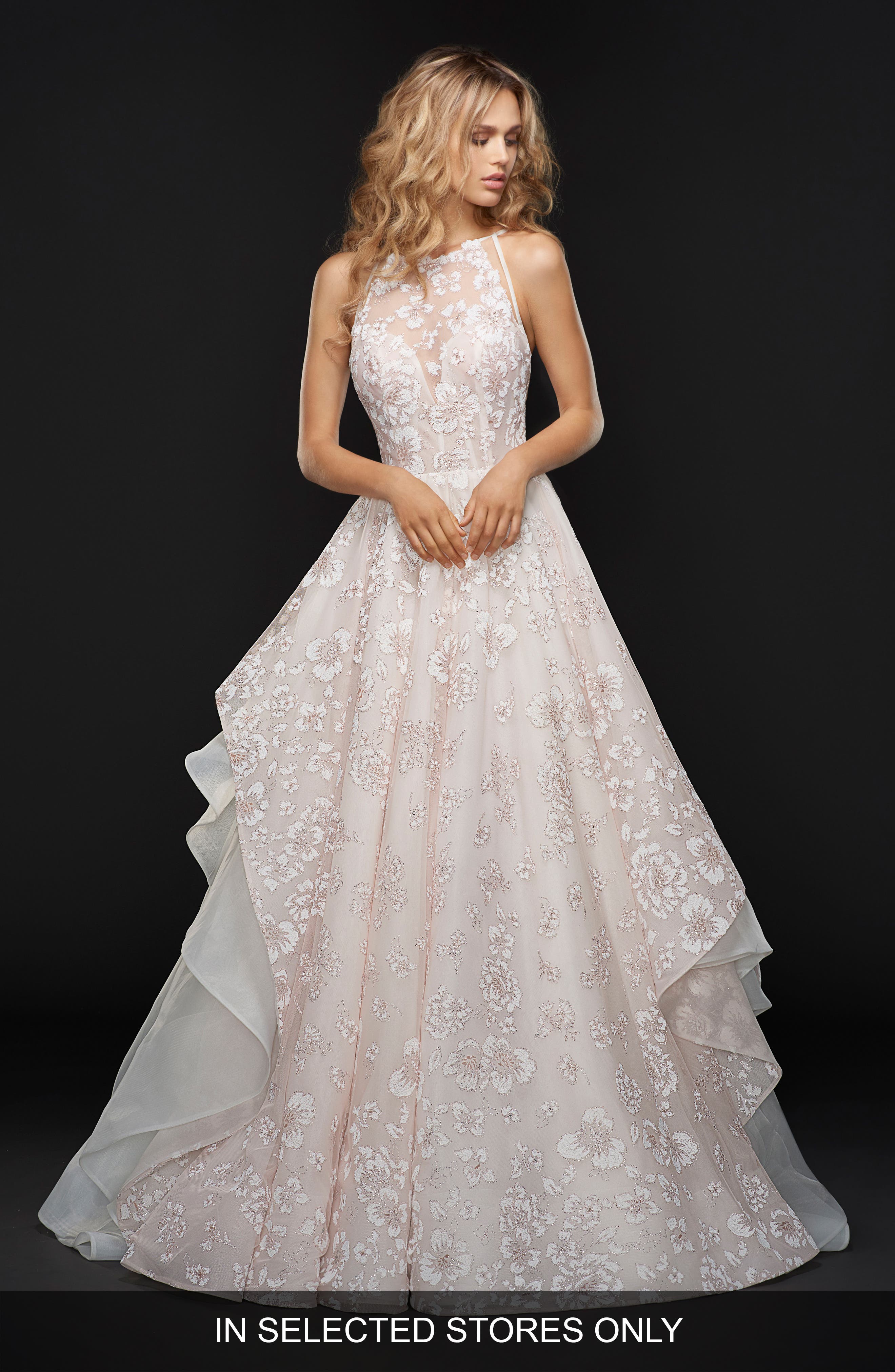 Hayley Paige Reagan Floral Embroidered Layered Ballgown, Size IN STORE ONLY - Pink