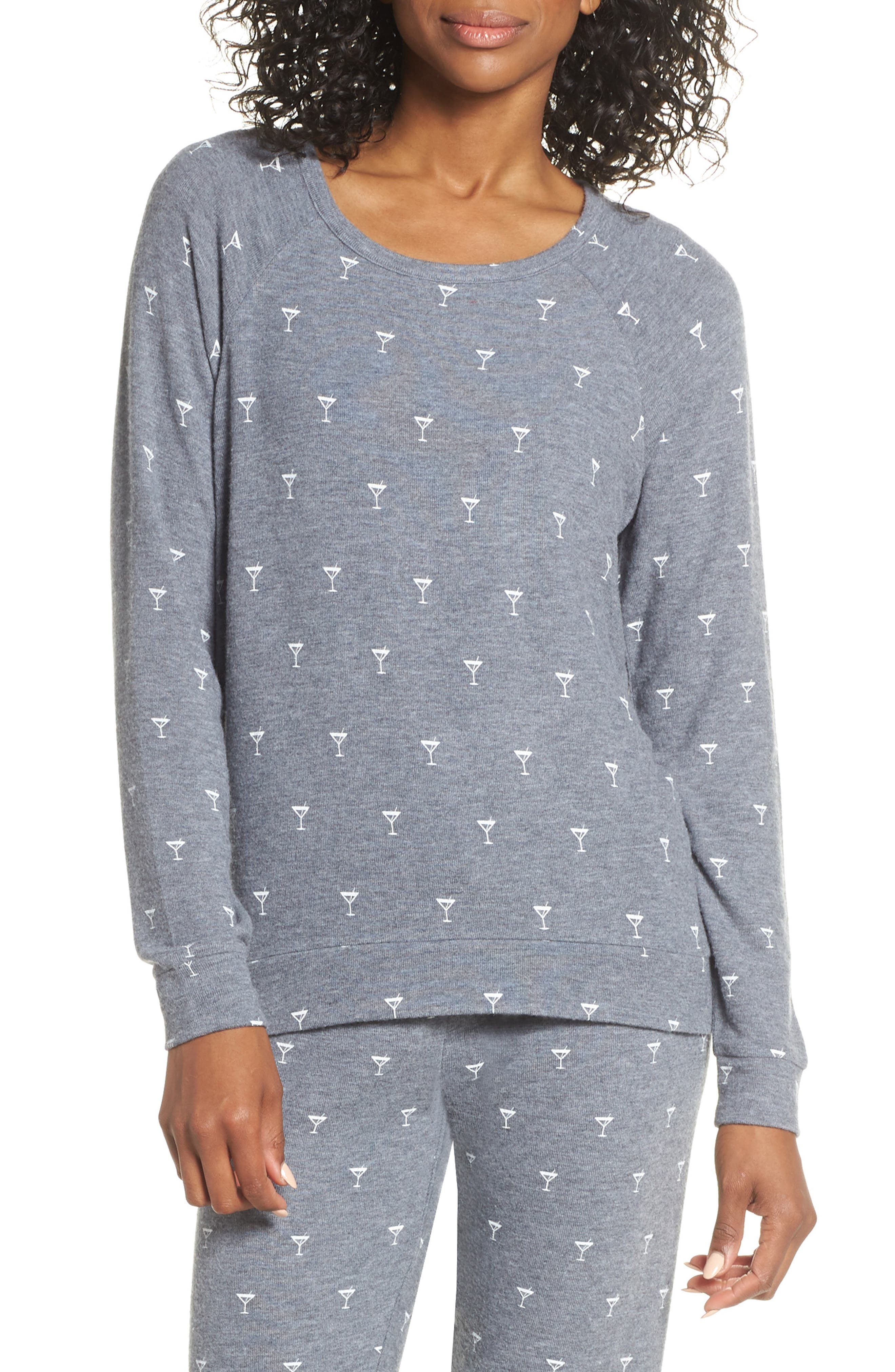 Pj Salvage Peachy Party Pajama Top, Grey