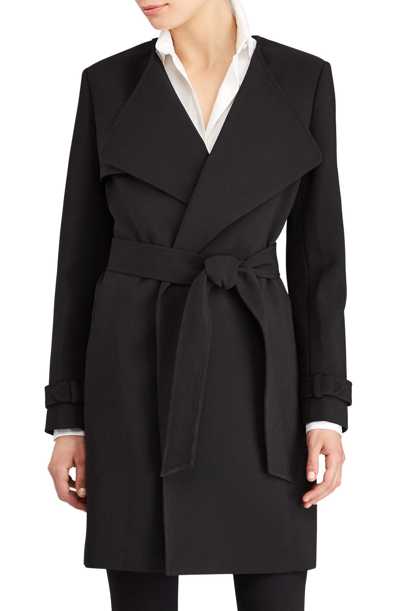 Lauren Ralph Lauren Flap Detail Crepe Wrap Coat Nordstrom