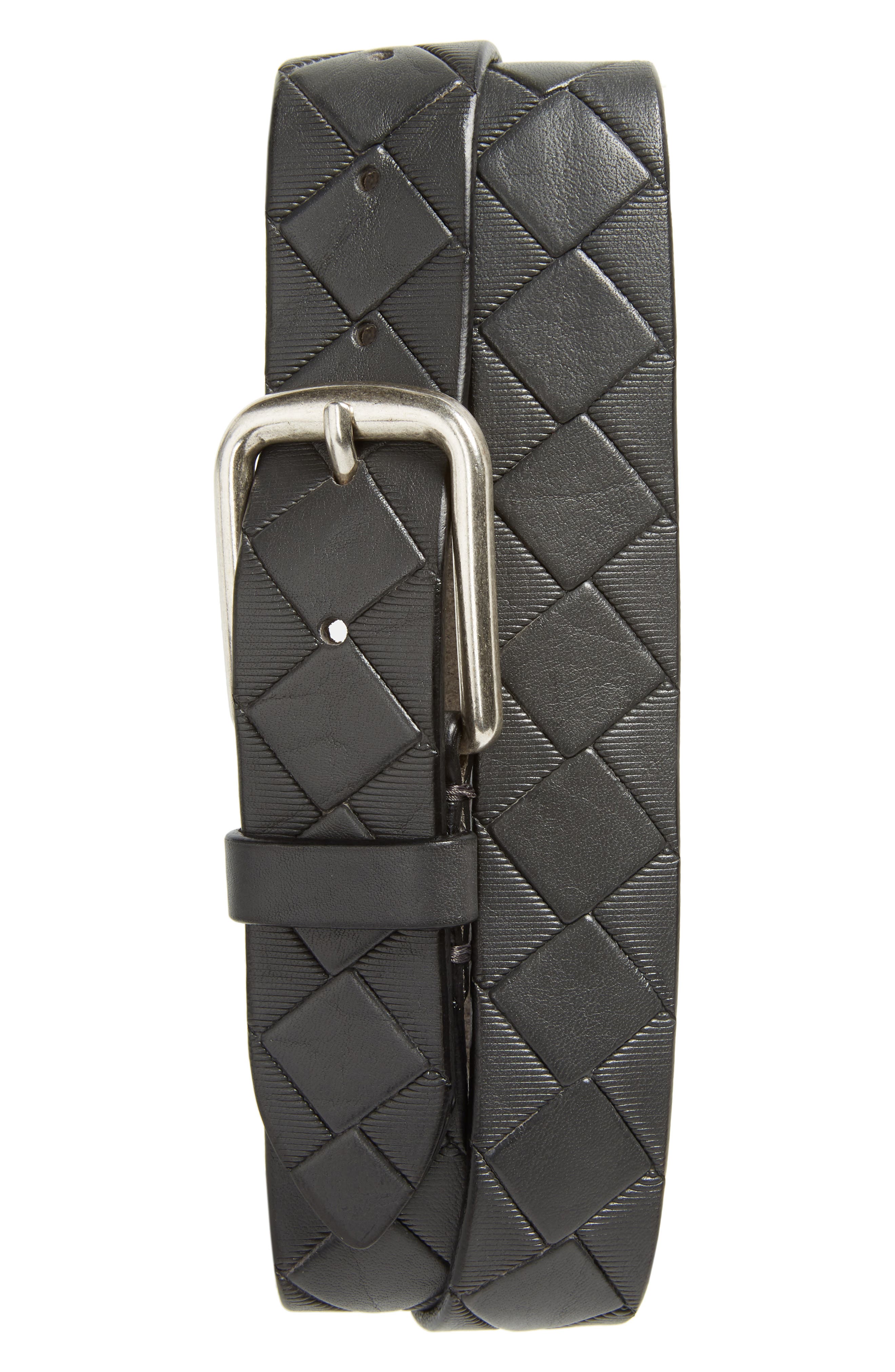 Johnston & Murphy Basket Weave Belt, Gray