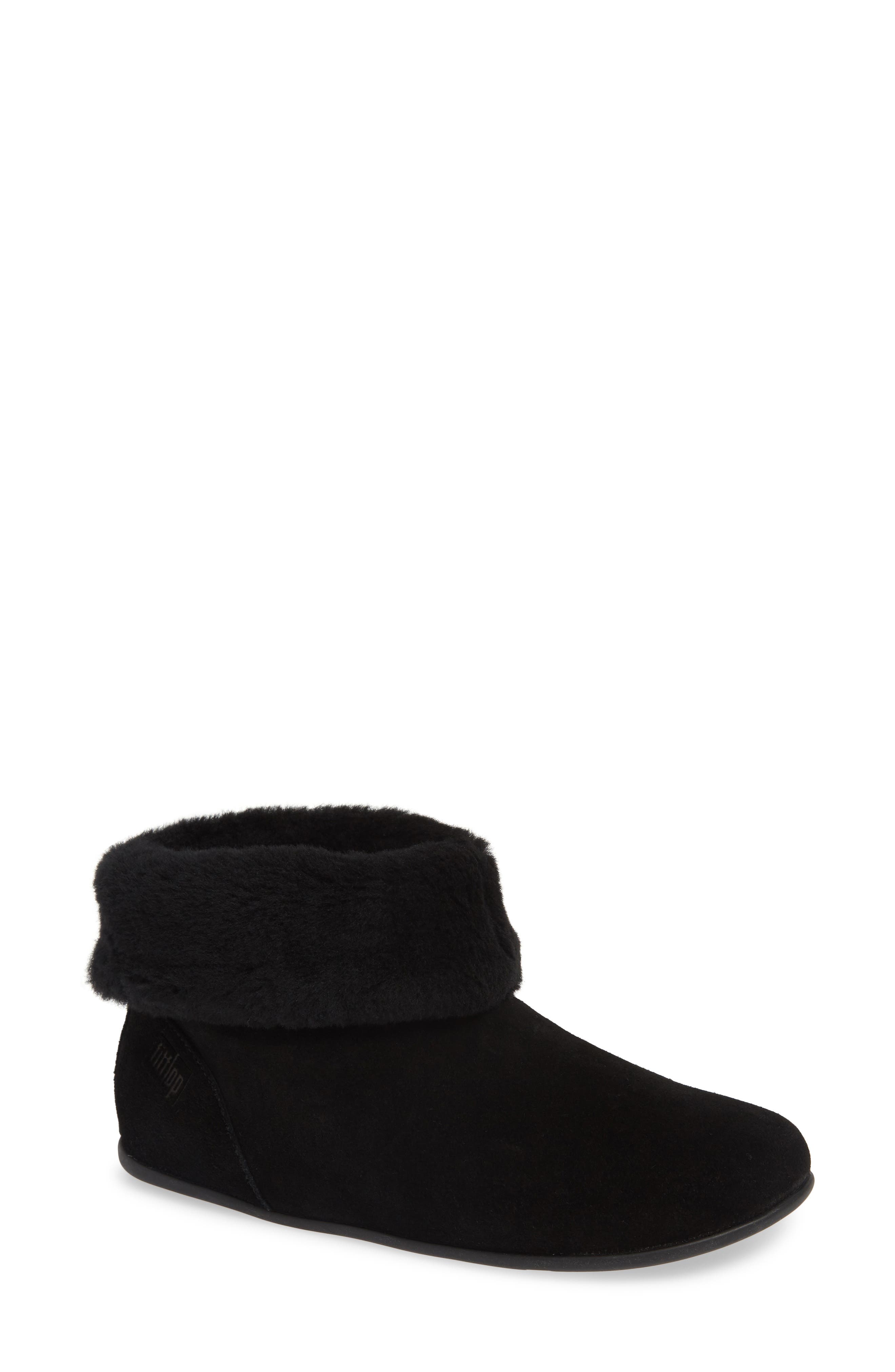 Fitflop Sarah Genuine Shearling Trim Bootie, Black
