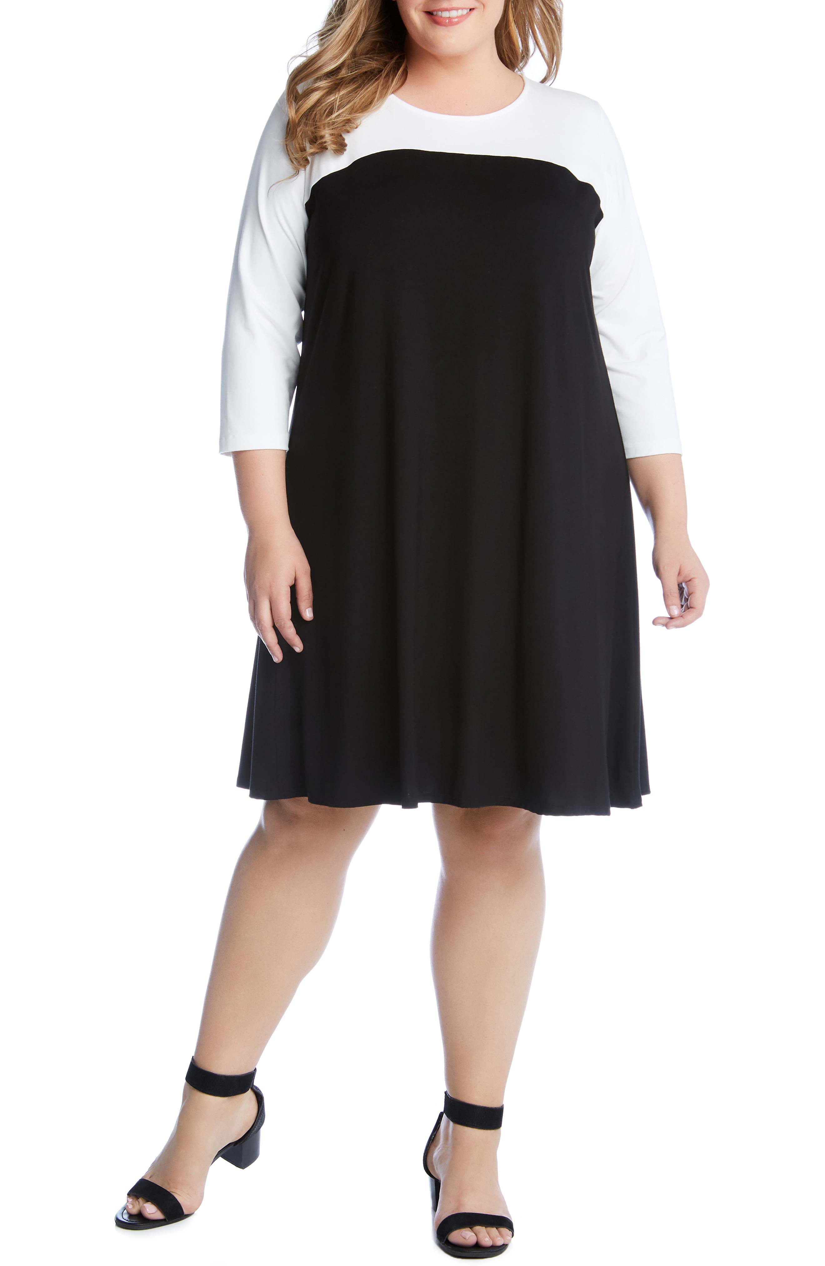 Plus Size Karen Kane Colorblock Dress, Black