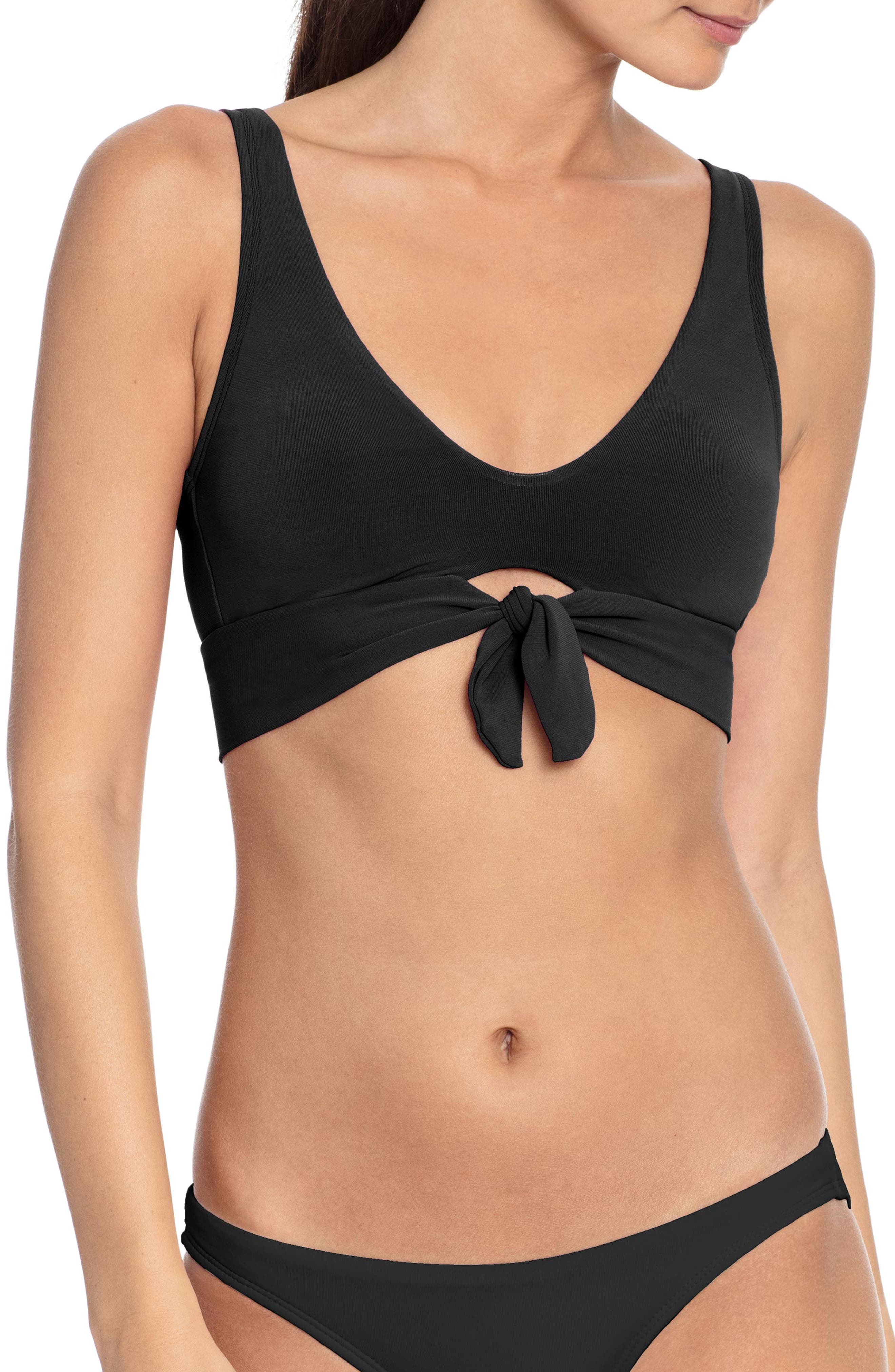 Robin Piccone Ava Knot Front Bikini Top, Black