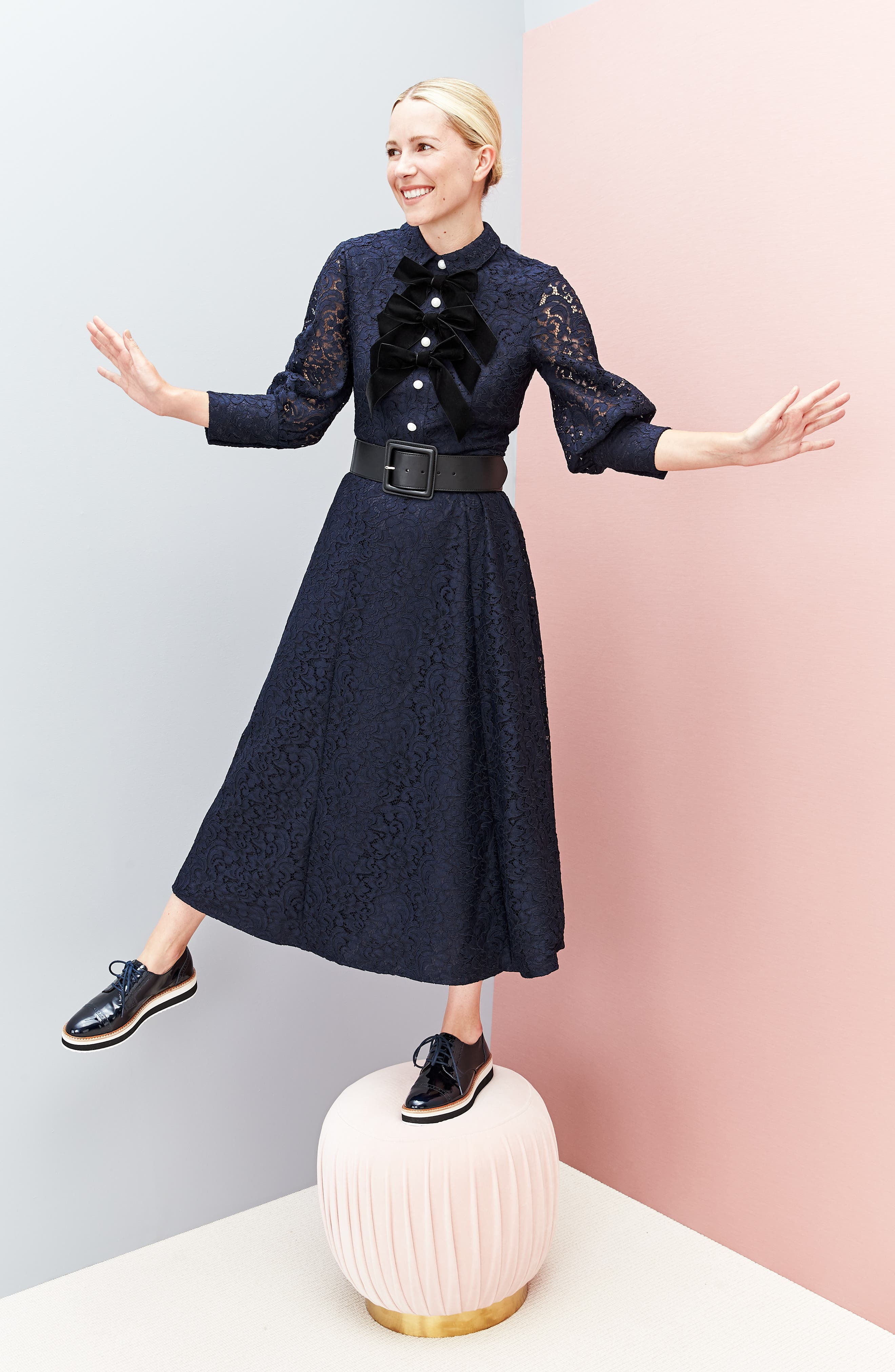 Halogen® x Atlantic-Pacific Bow Detail Lace Midi Dress | Nordstrom