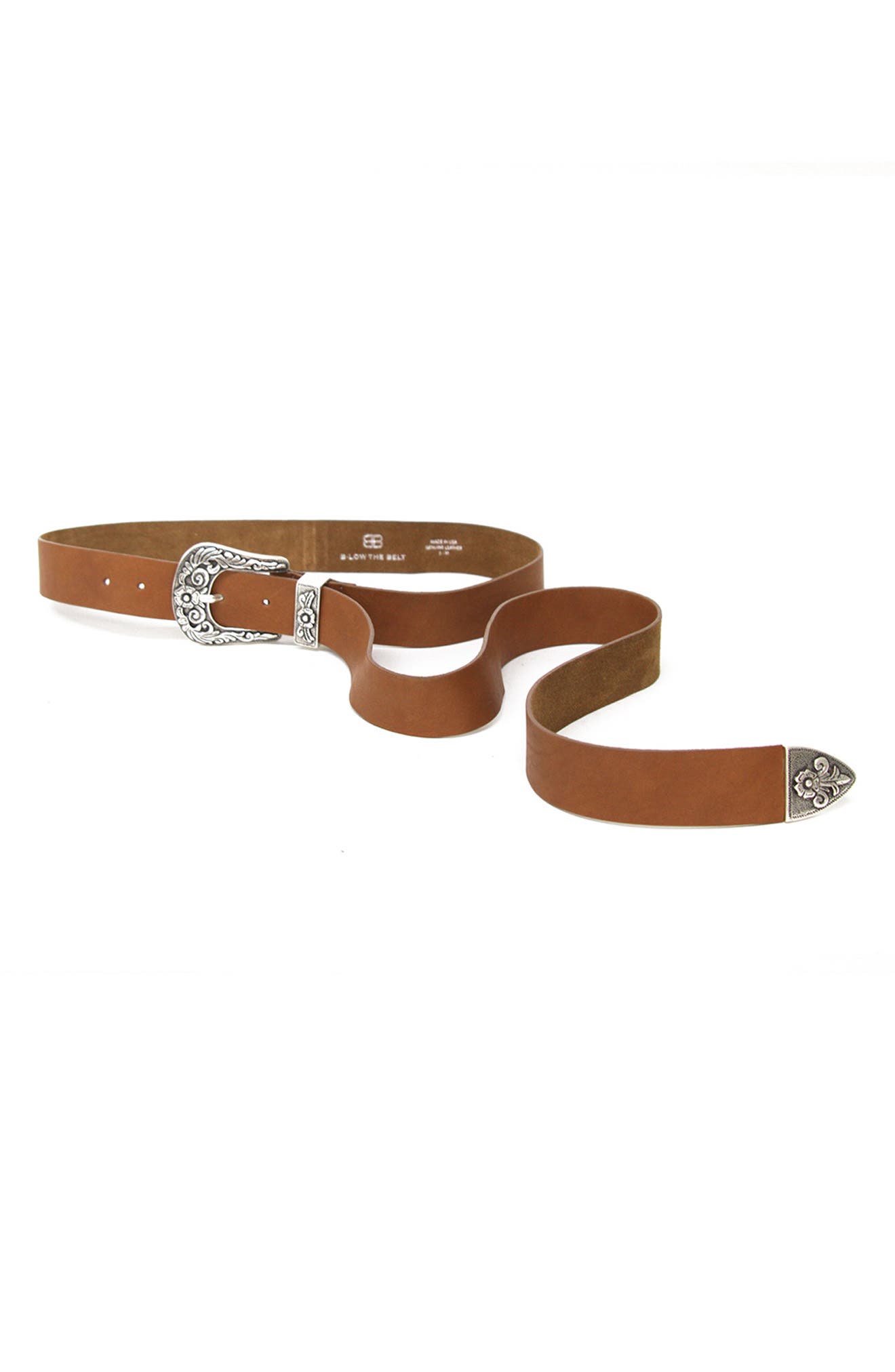 B-Low The Belt Royal Leather Western Belt, Cognac/ Silver