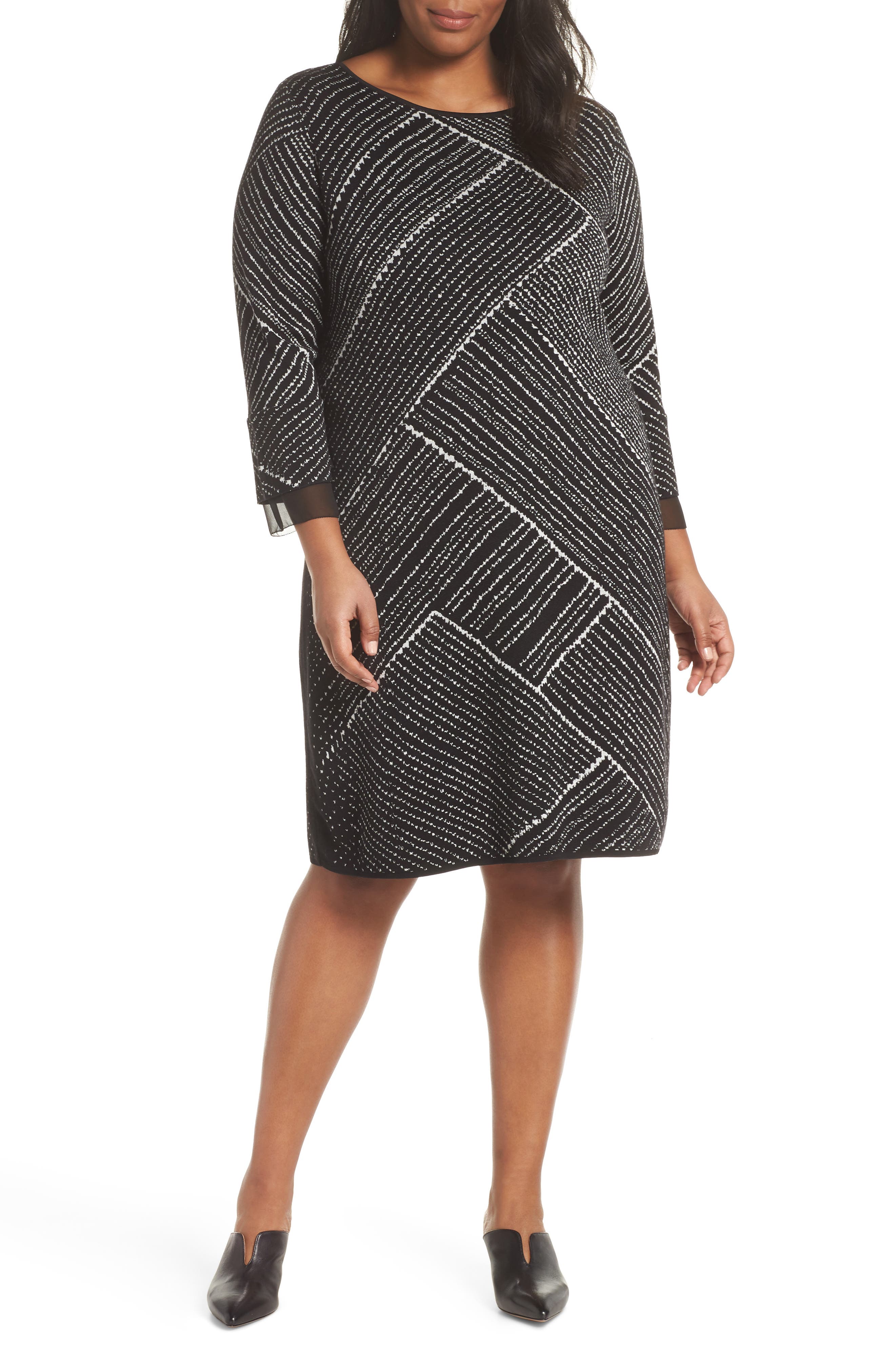 Plus Size Nic+Zoe Finale A-Line Sweater Dress, Black