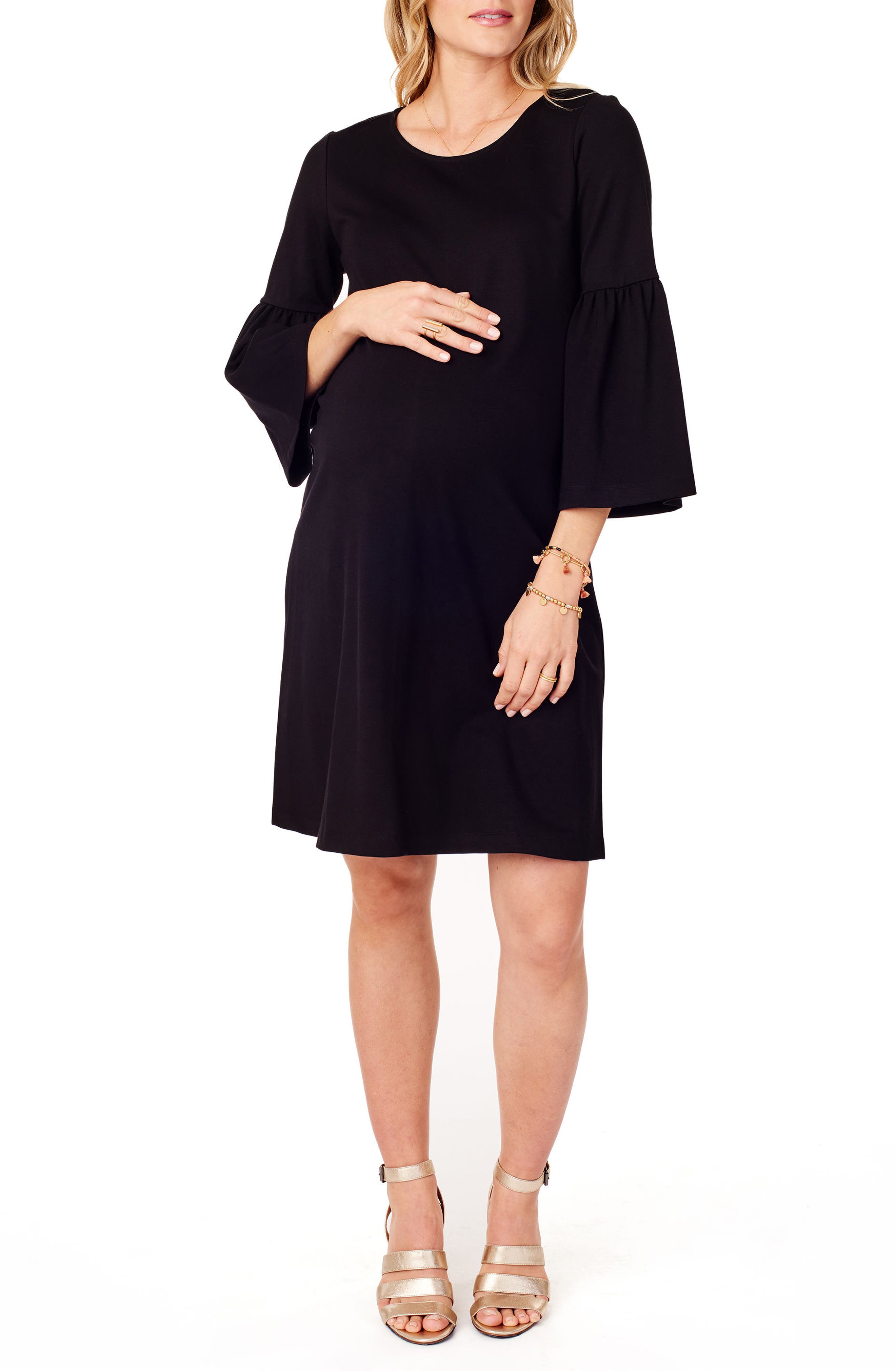 Ingrid & Isabel Ponte Knit Bell Sleeve Maternity Dress