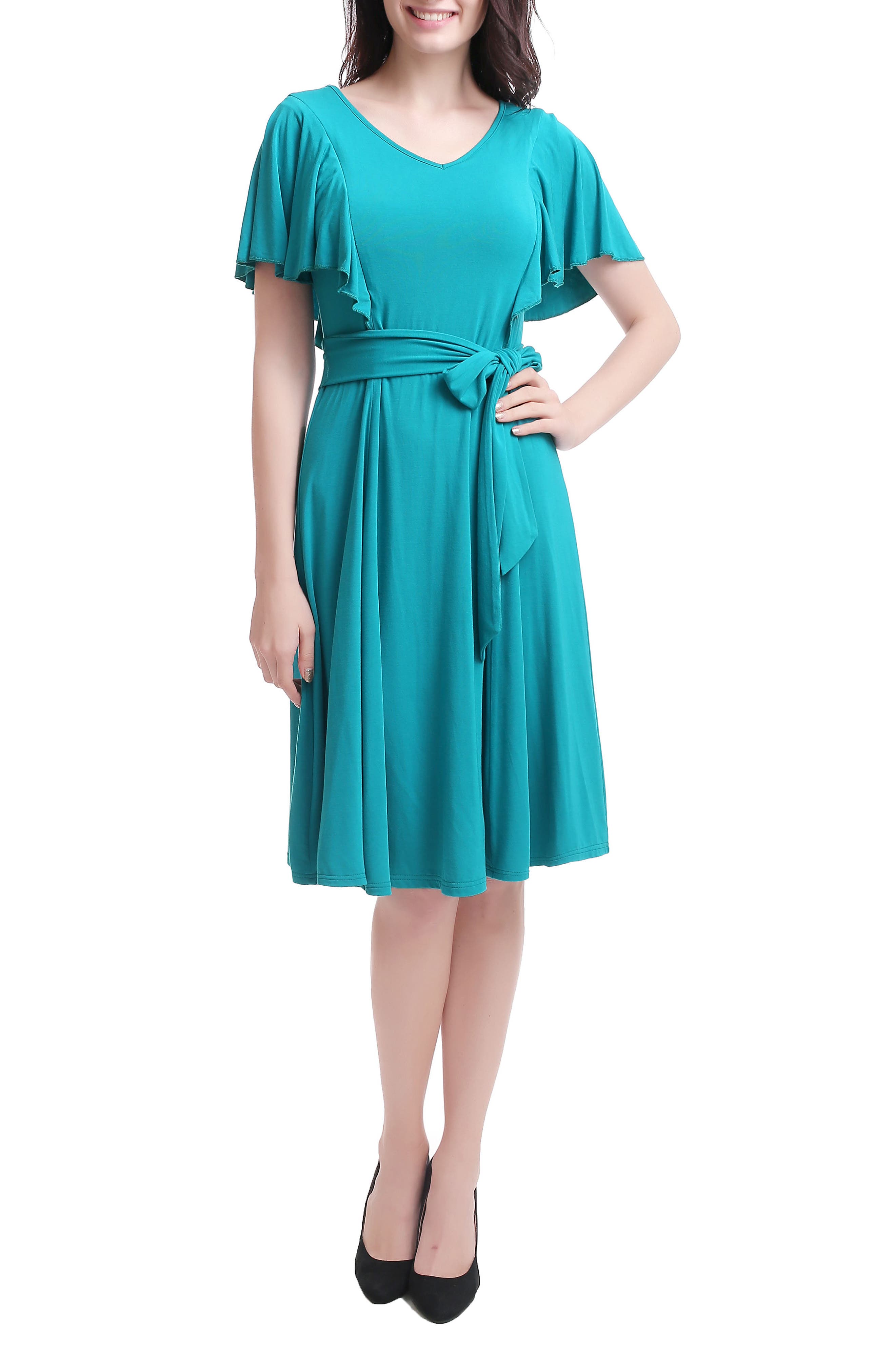Kimi & Kai Rhea Tie Maternity/nursing Skater Dress, Blue/green